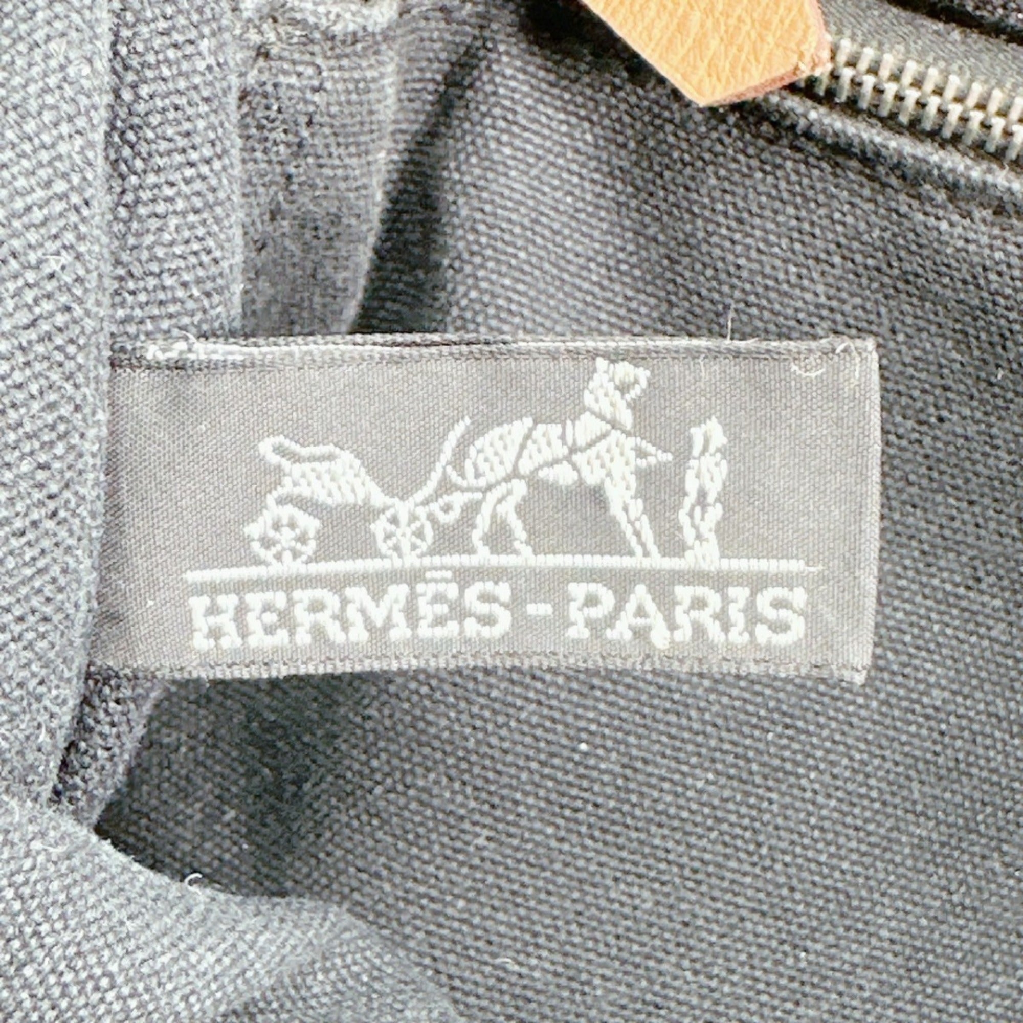 Hermes Black Canvas Handbag Tote Bag (Pre-Owned)