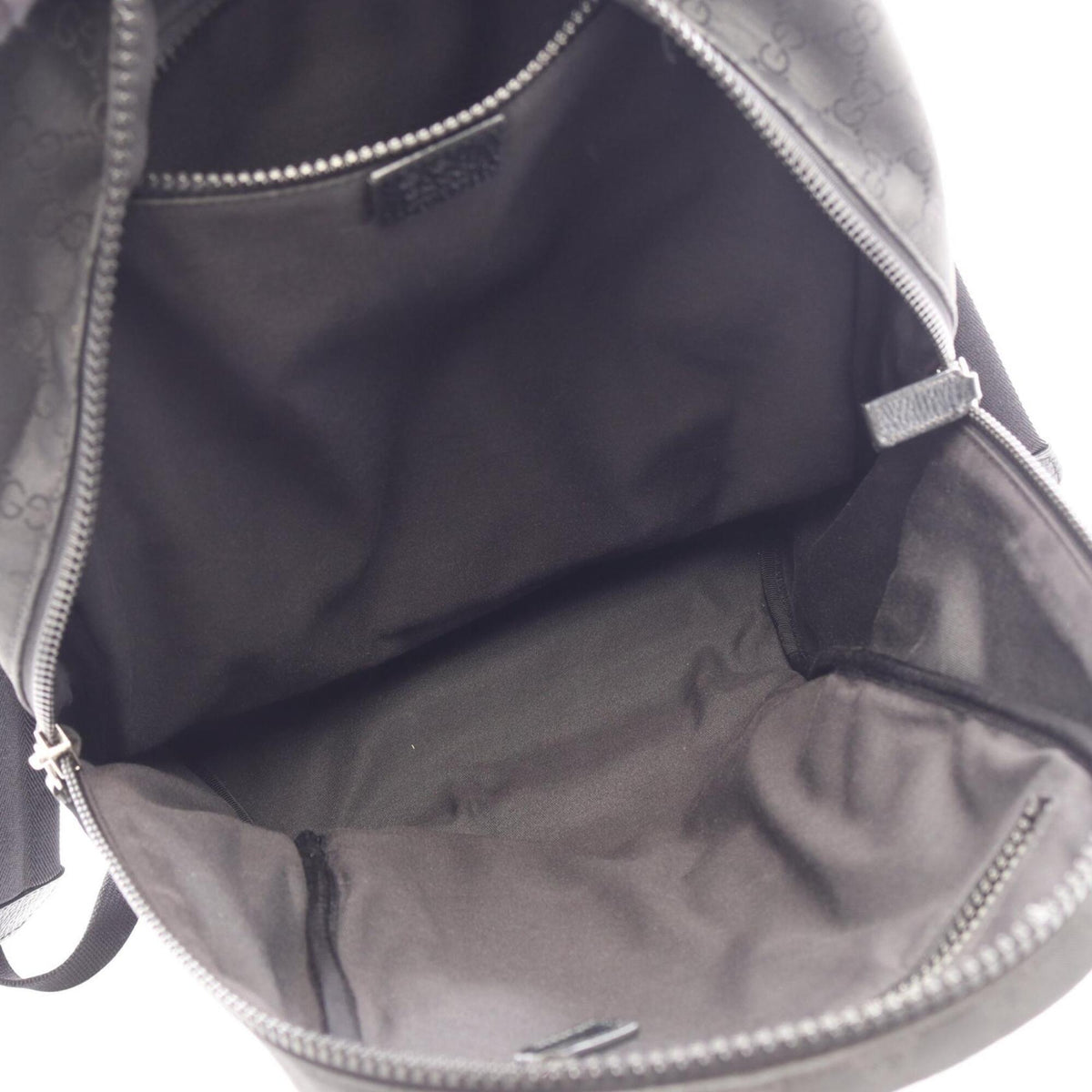 Gucci Black Gray Nylon Leather Backpack Handbag (Pre-Owned)