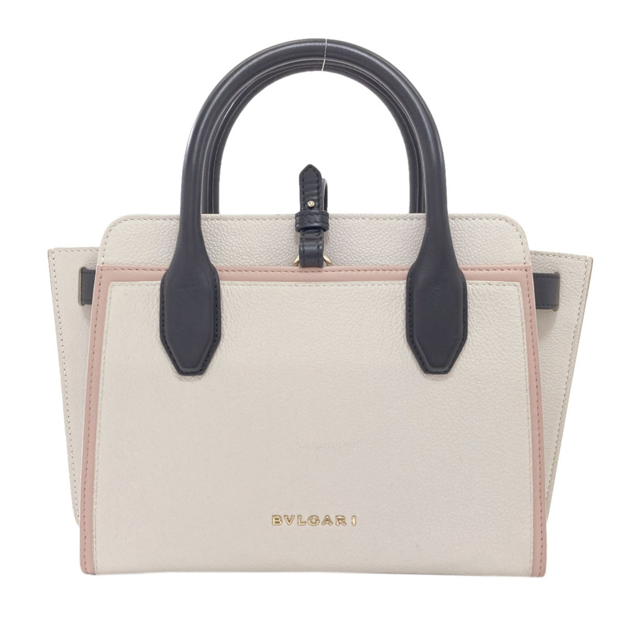 Bvlgari Black Pink White Leather Handbag (Pre-Owned)