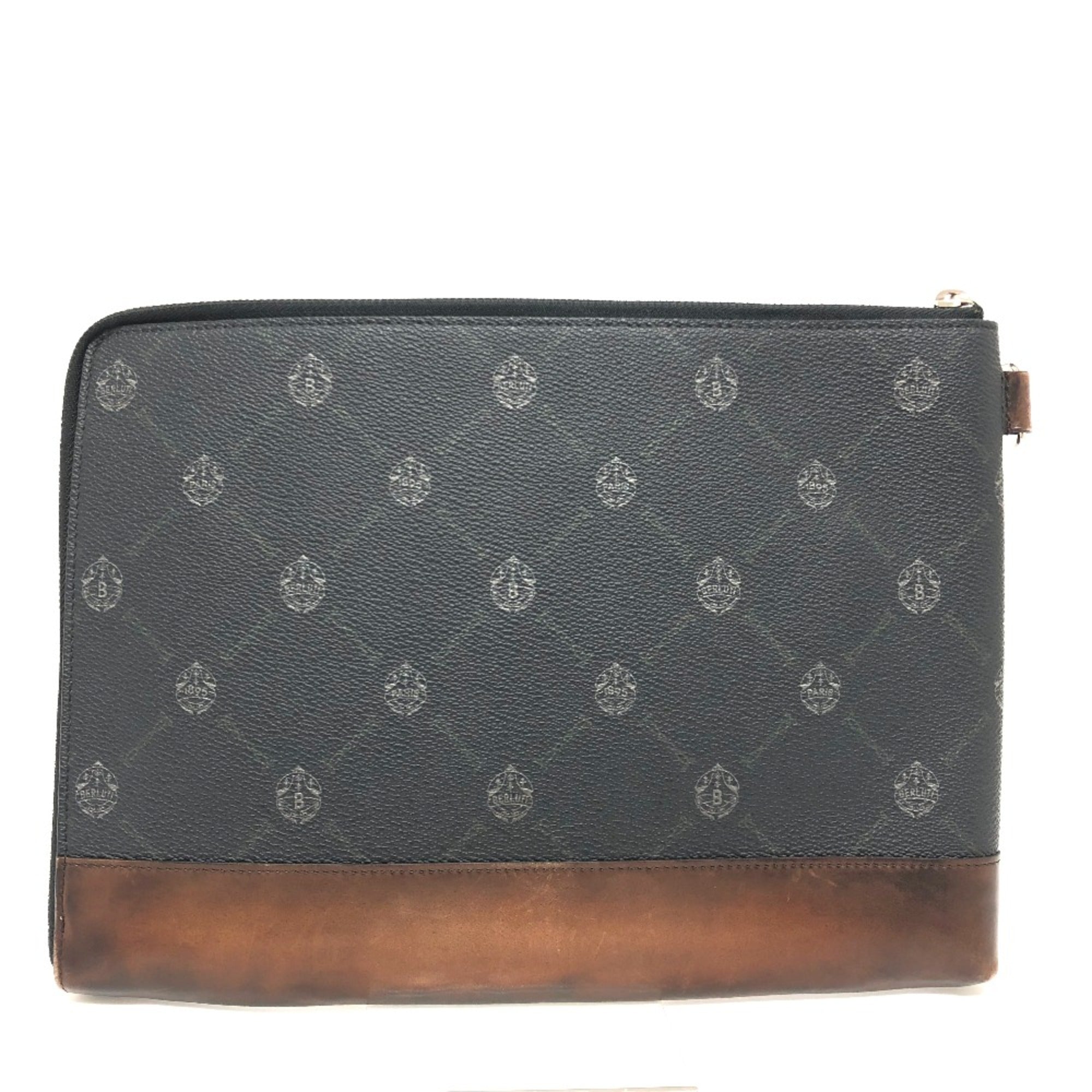 Berluti Black Leather Clutch Bag (Pre-Owned)