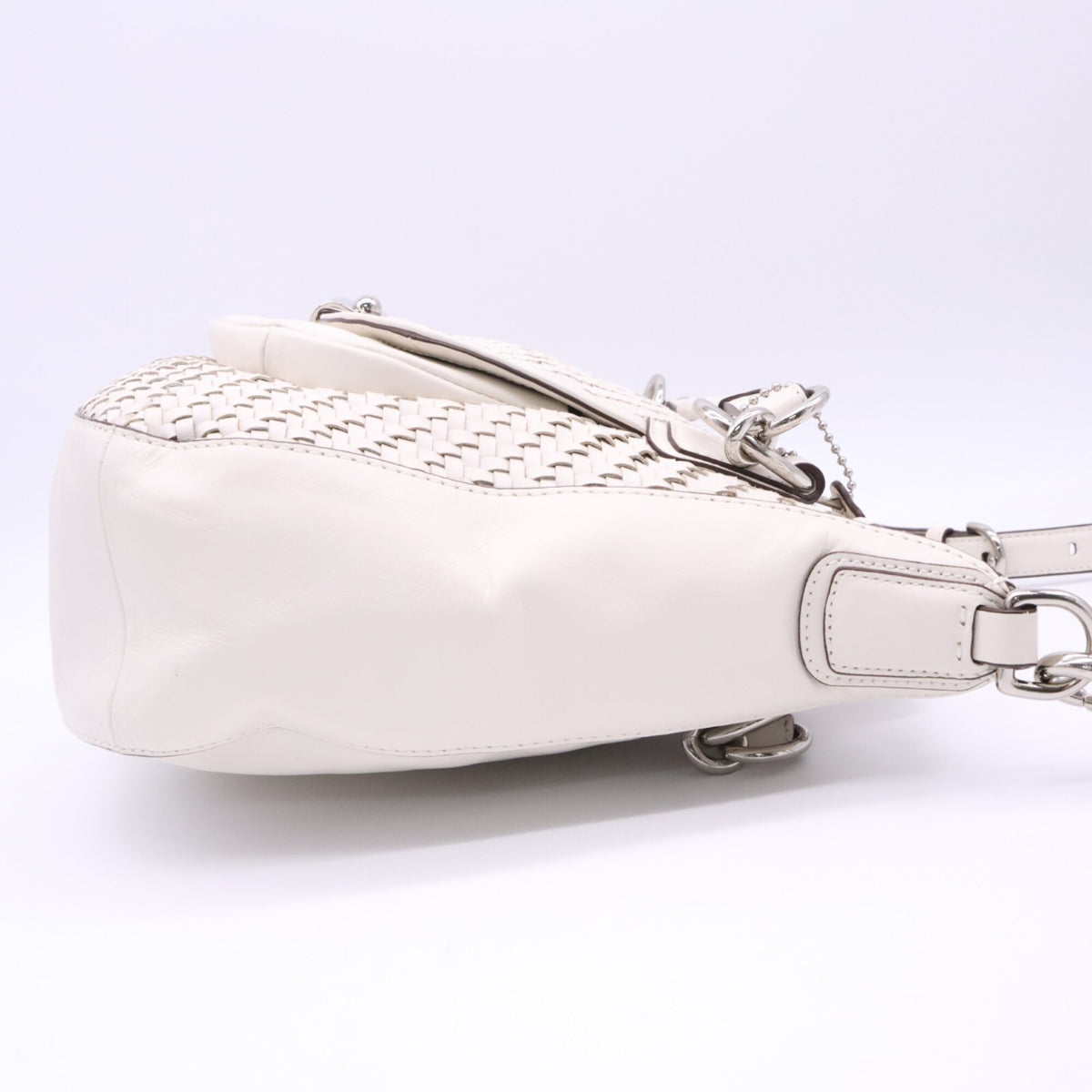Coach Silver White Leather Handbag Shoulder Bag (Pre-Owned)