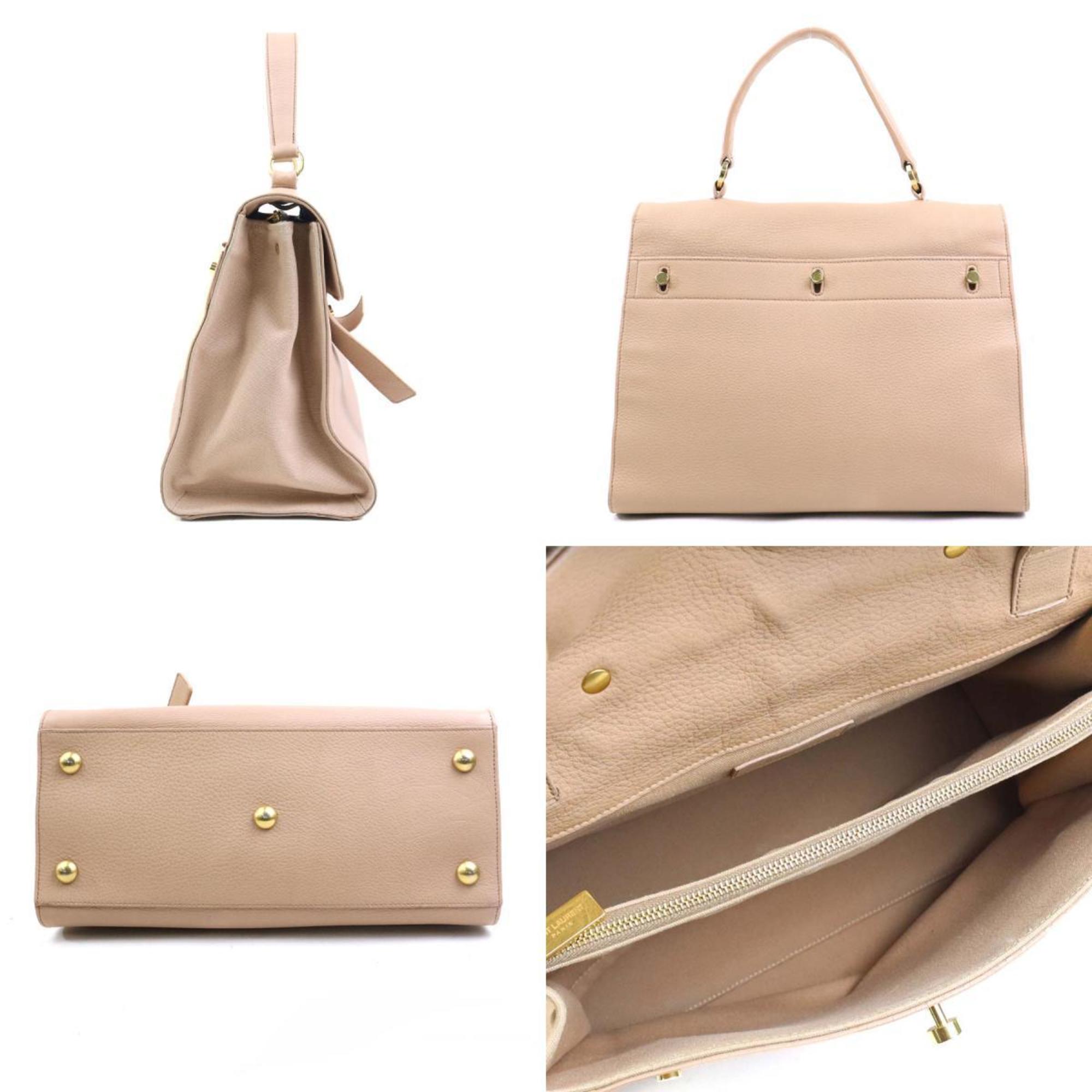 Saint Laurent Pink Beige Leather Handbag Shoulder Bag (Pre-Owned)
