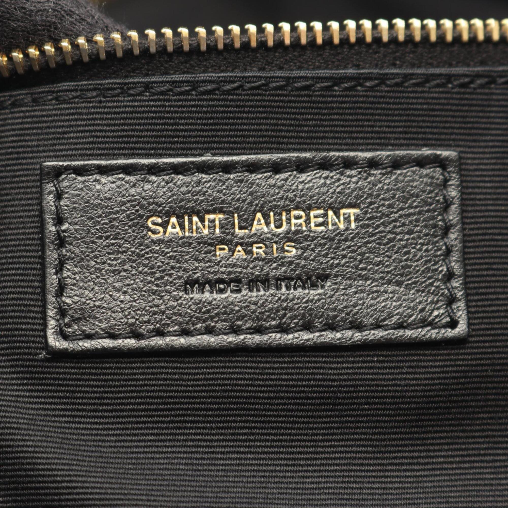 Saint Laurent Black Leather Handbag Pouch Tote Bag (Pre-Owned)