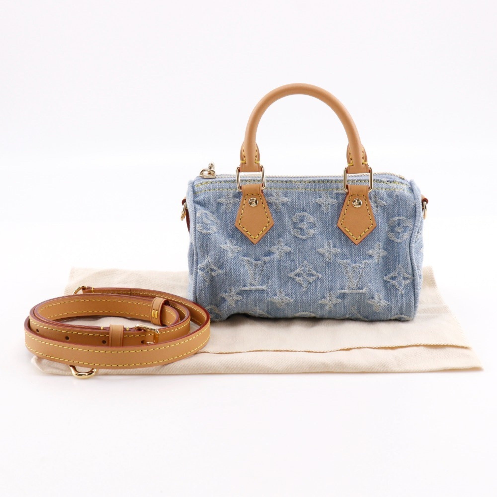 Louis Vuitton Sky Blue Monogram Denim Handbag (Pre-Owned)