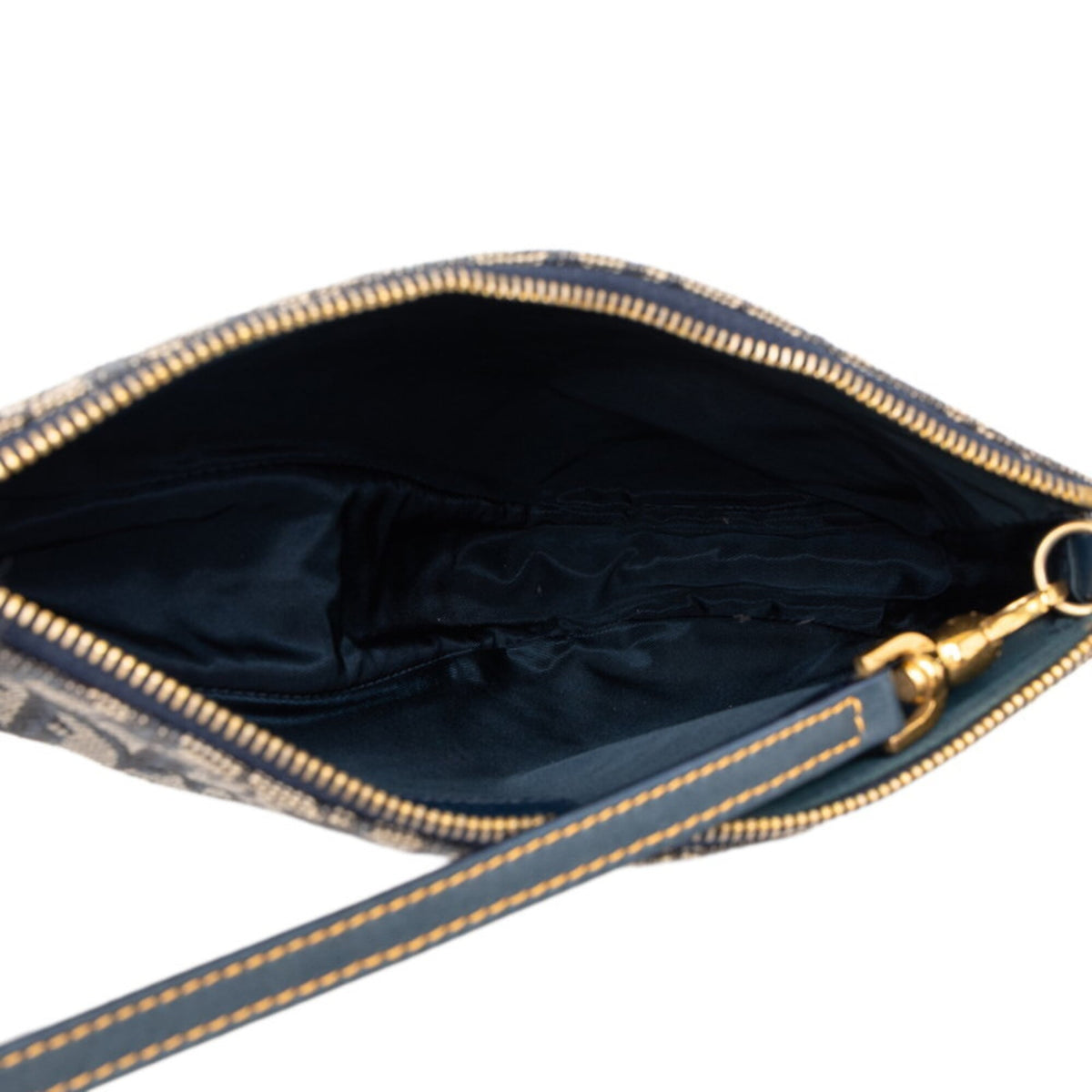 Christian Dior Trotter Navy Canvas Leather Handbag Pouch (Pre-Owned)
