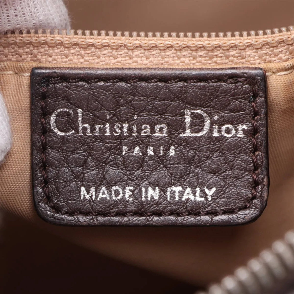 Christian Dior Brown Leather Canvas Crossbody Bag Shoulder Bag (Pre-Owned)