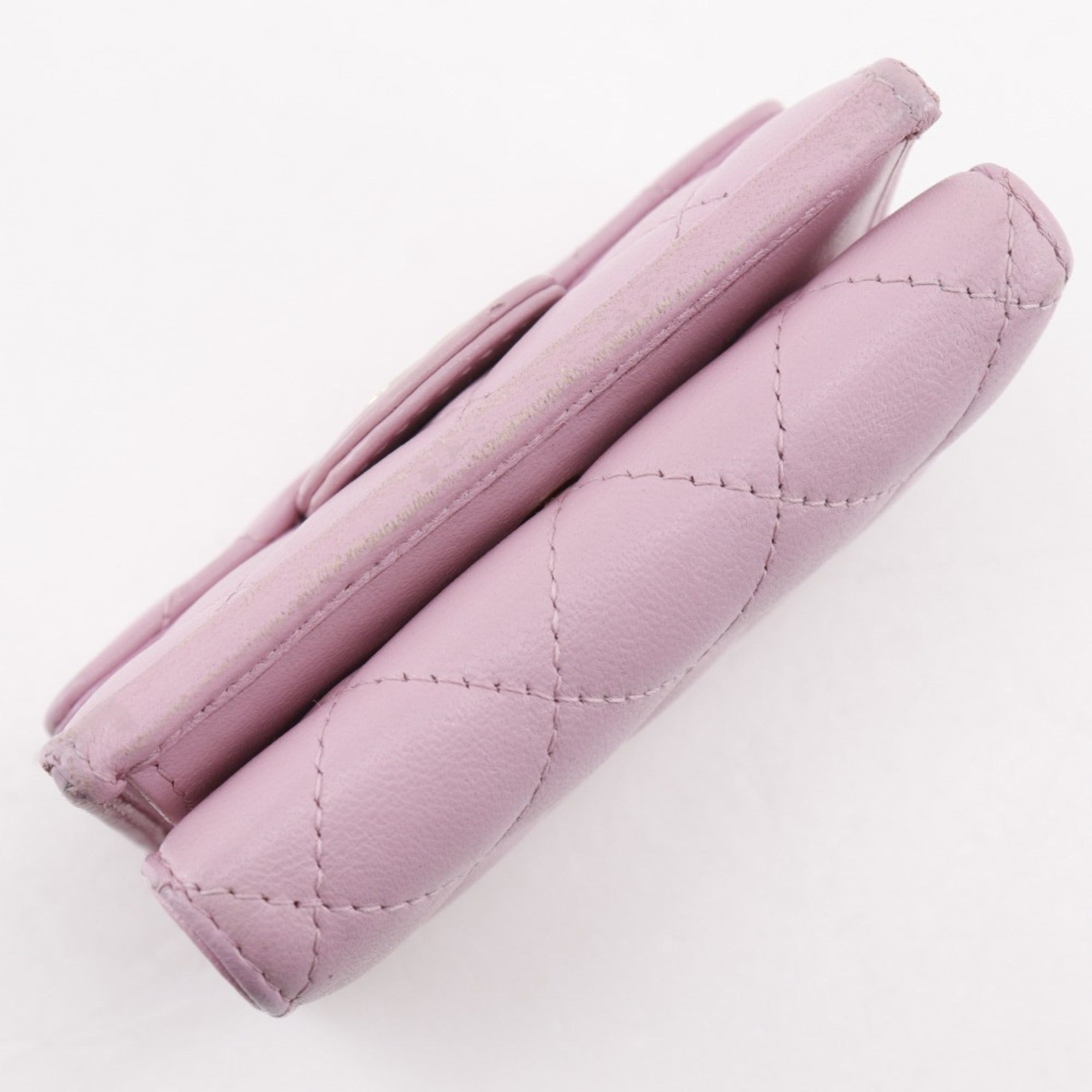 Chanel Gold Pink Leather Wallet (Tri-Fold) (Pre-Owned)