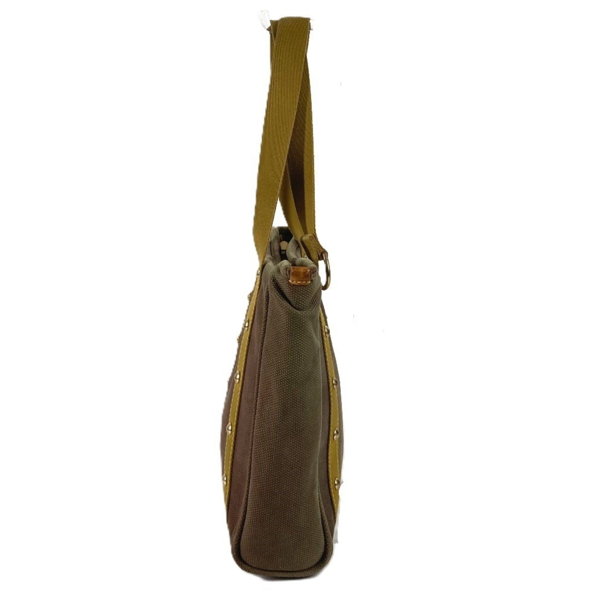 Louis Vuitton Khaki Cotton Shoulder Bag Tote Bag (Pre-Owned)
