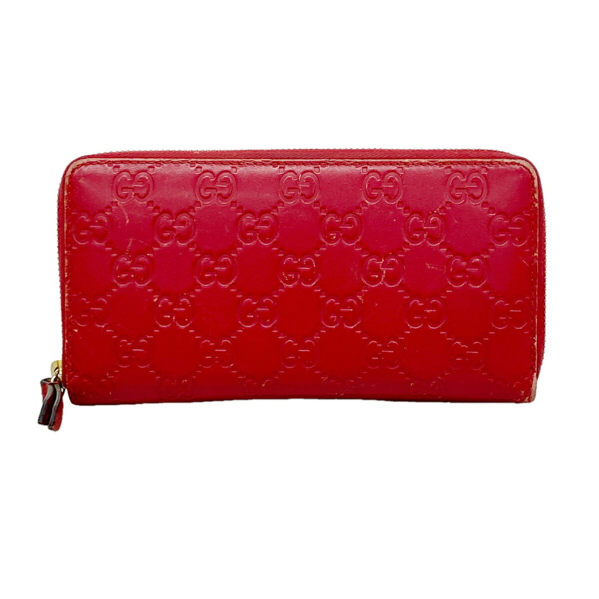 Gucci Red Color Leather Long Wallet (Bi-Fold) (Pre-Owned)