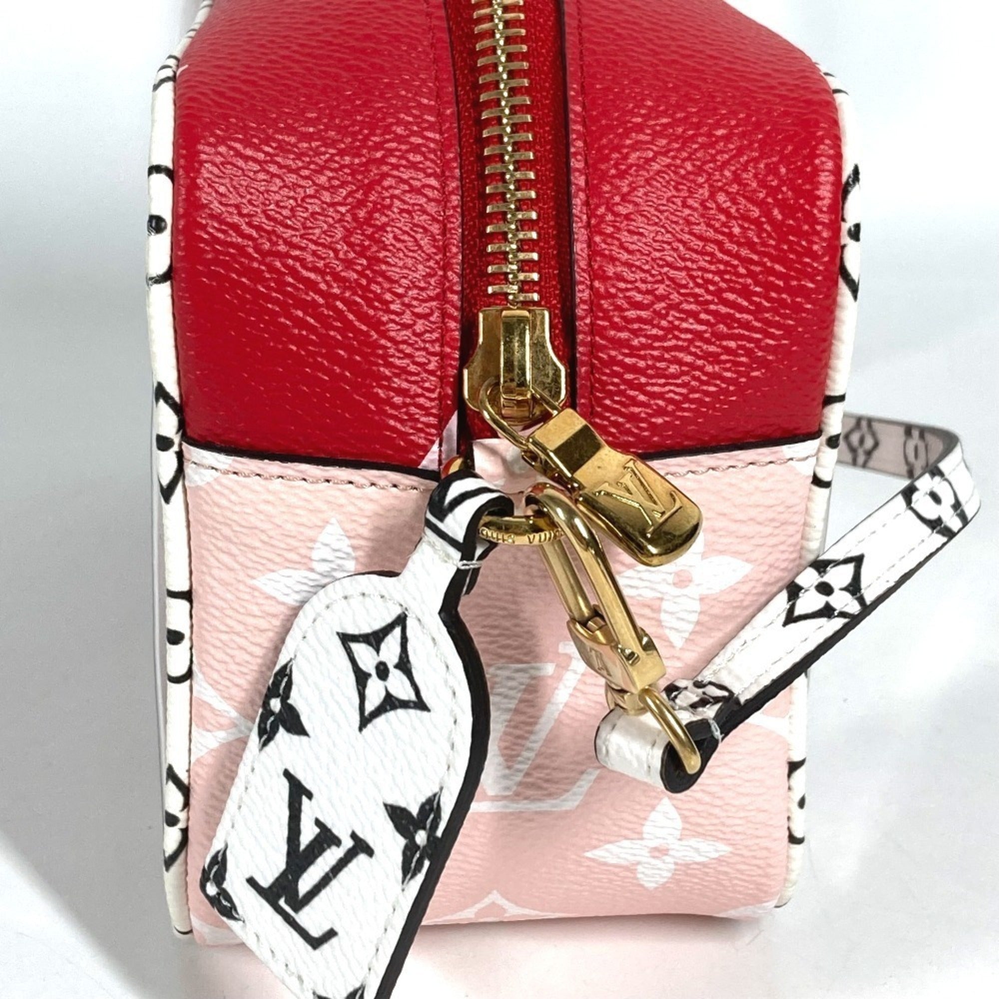 Louis Vuitton Pink Red Color Monogram Canvas Handbag Pouch Shoulder Bag (Pre-Owned)