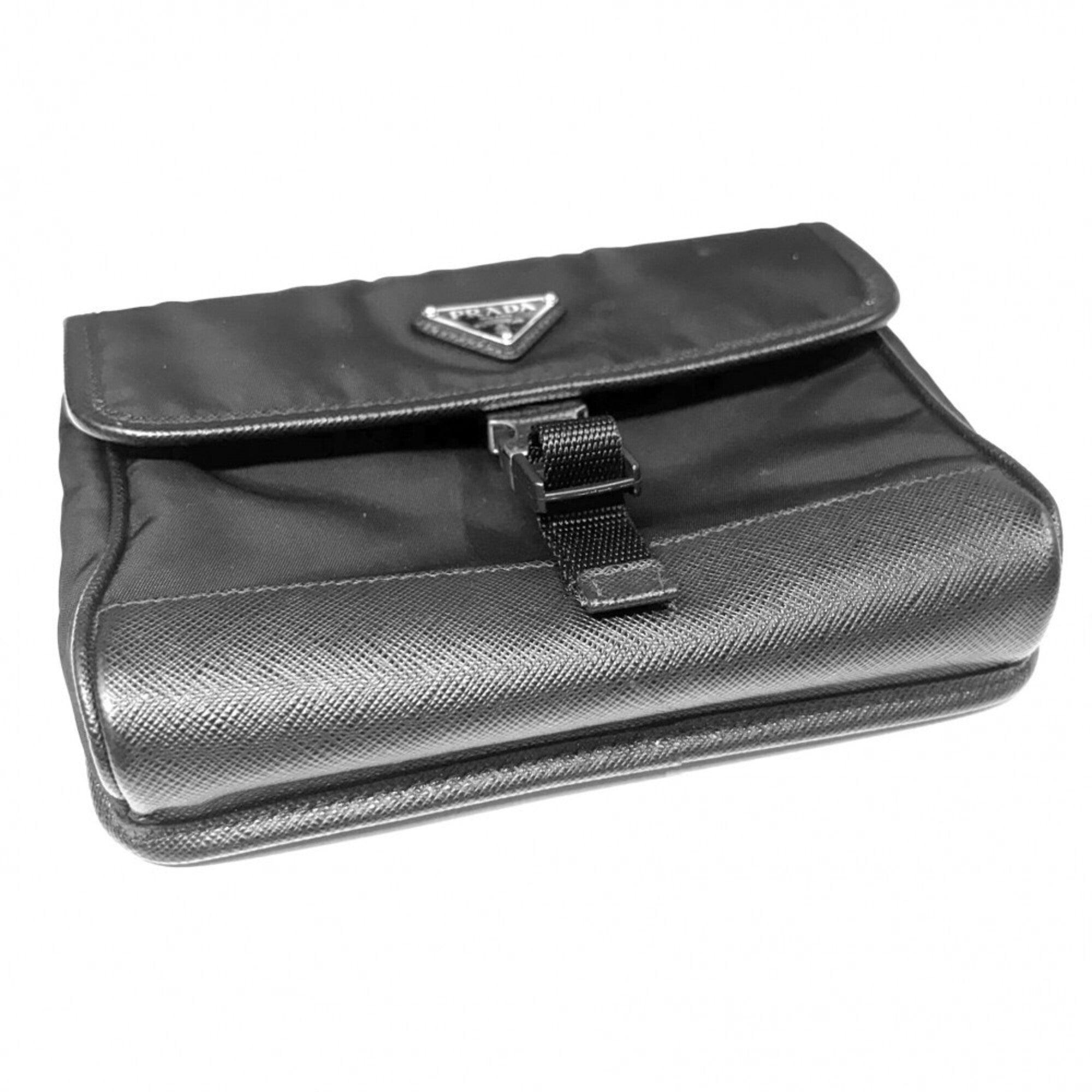 Prada Black Nylon Pochette Shoulder Bag (Pre-Owned)