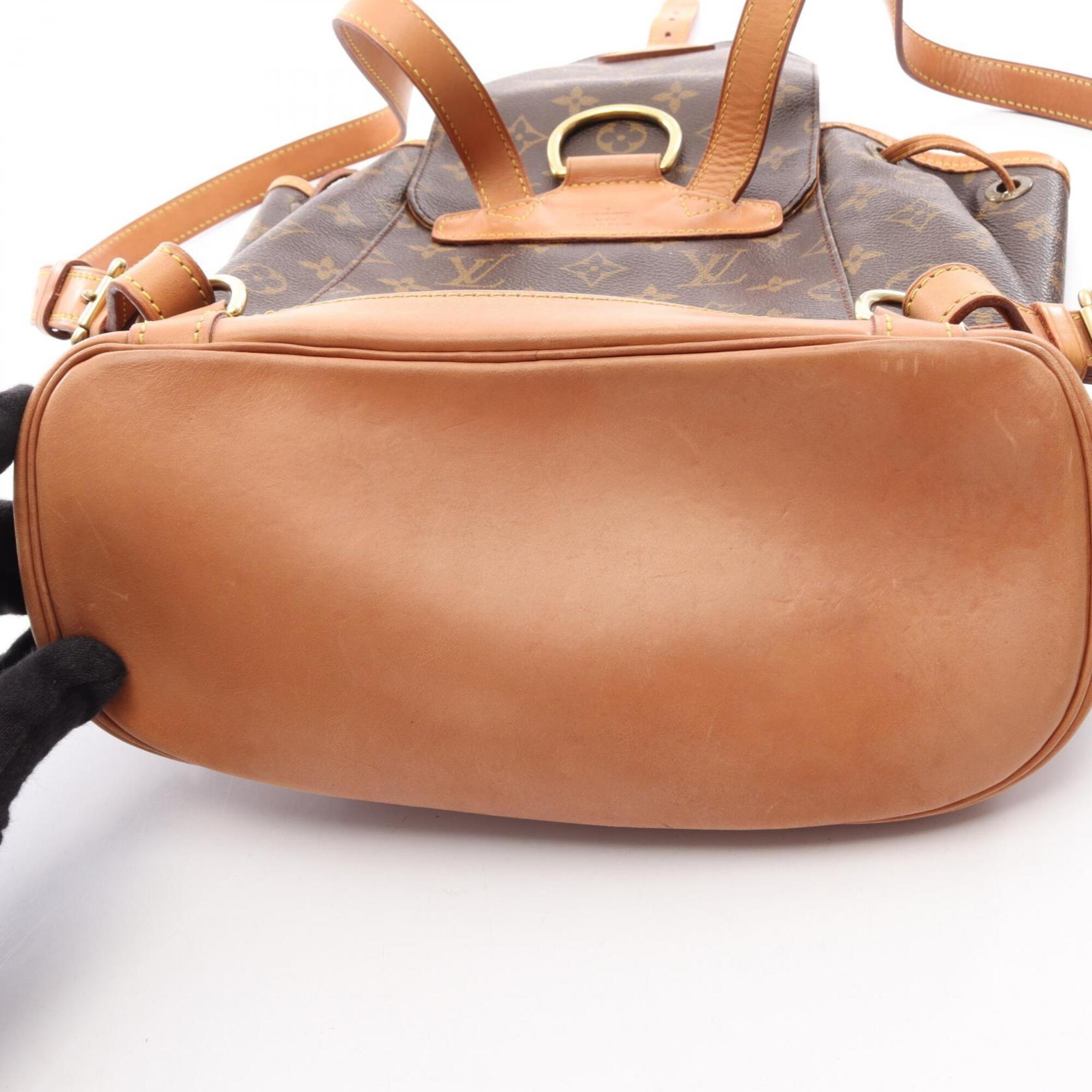 Louis Vuitton Brown Coated Canvas Leather Backpack Handbag (Pre-Owned)