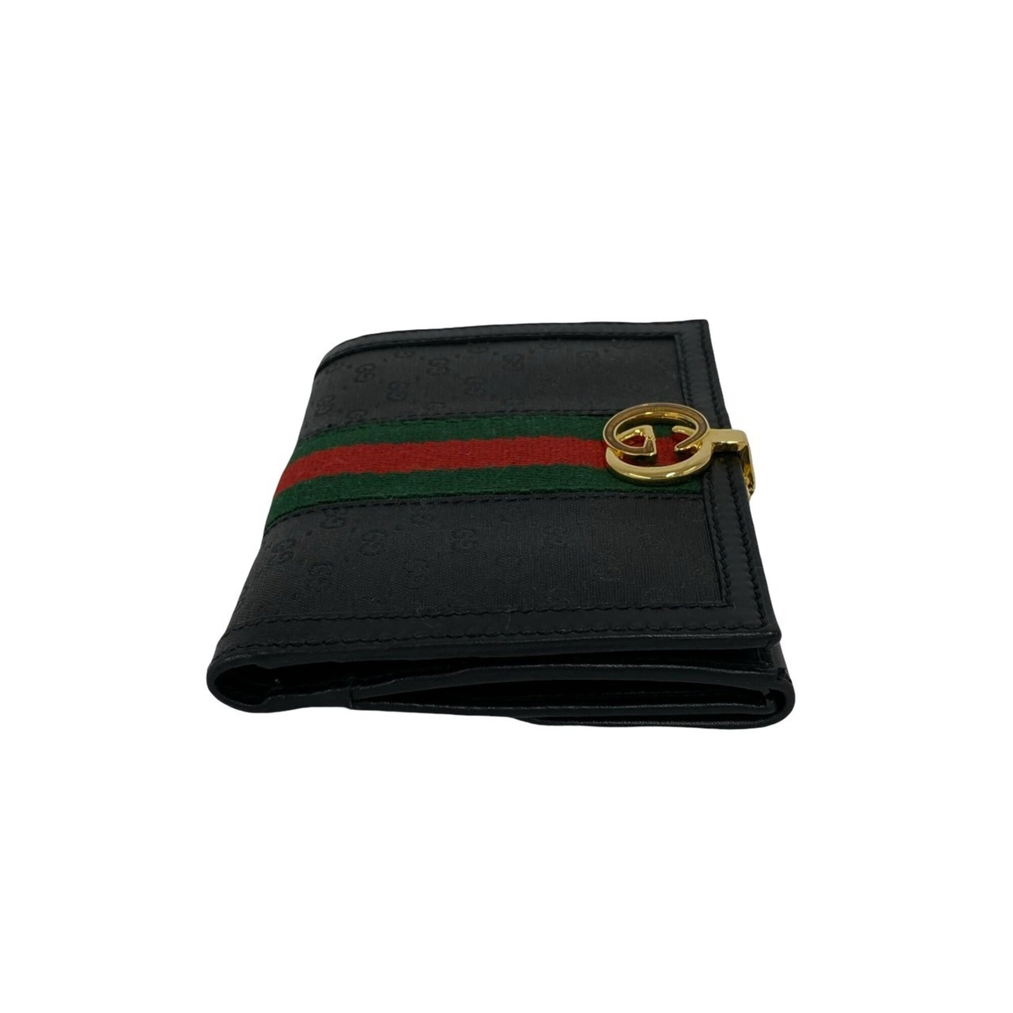 Gucci Black Green Red Color Leather Pvc Wallet (Bi-Fold) (Pre-Owned)