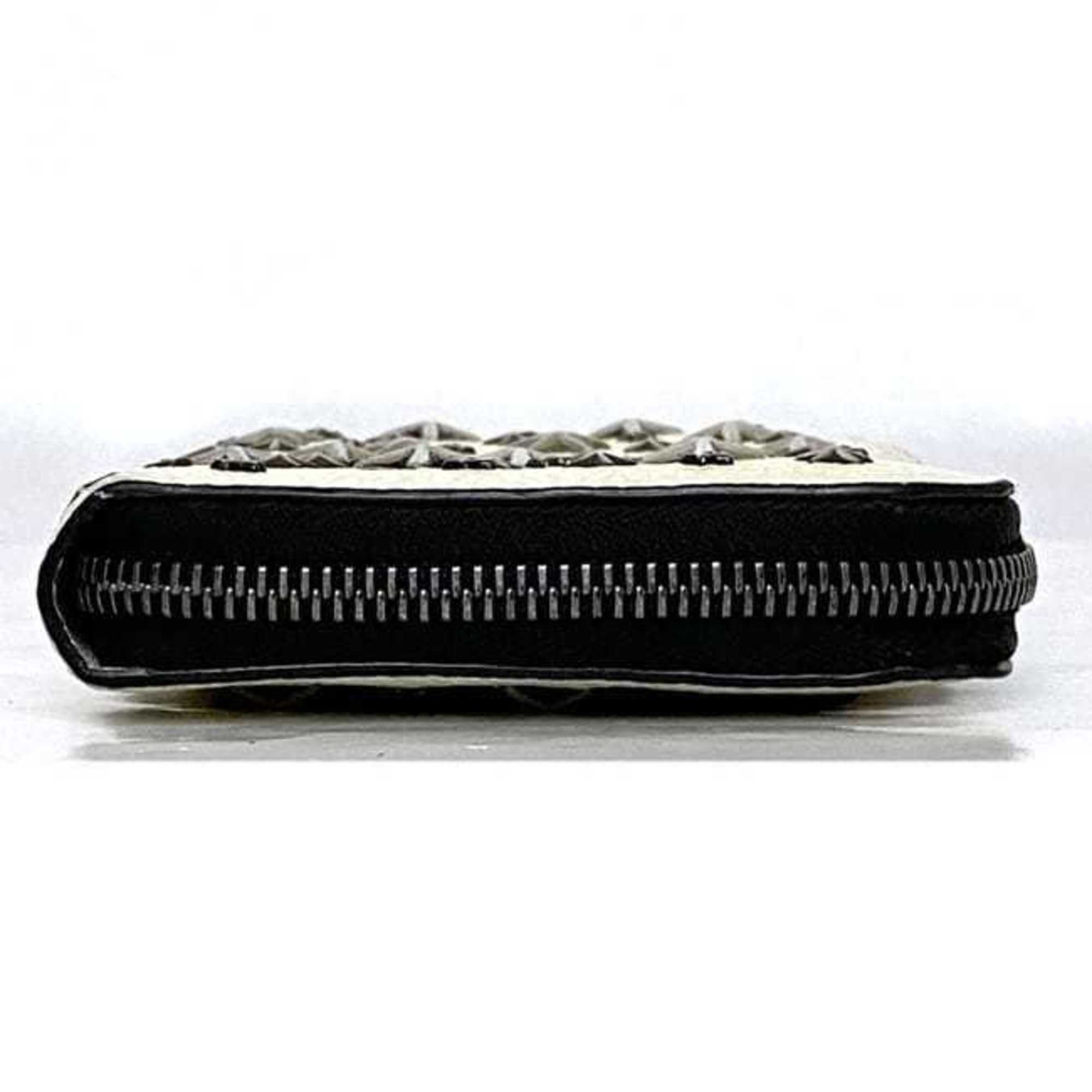 Jimmy Choo Black Cream Yellow Leather Long Wallet (Bi-Fold) (Pre-Owned)