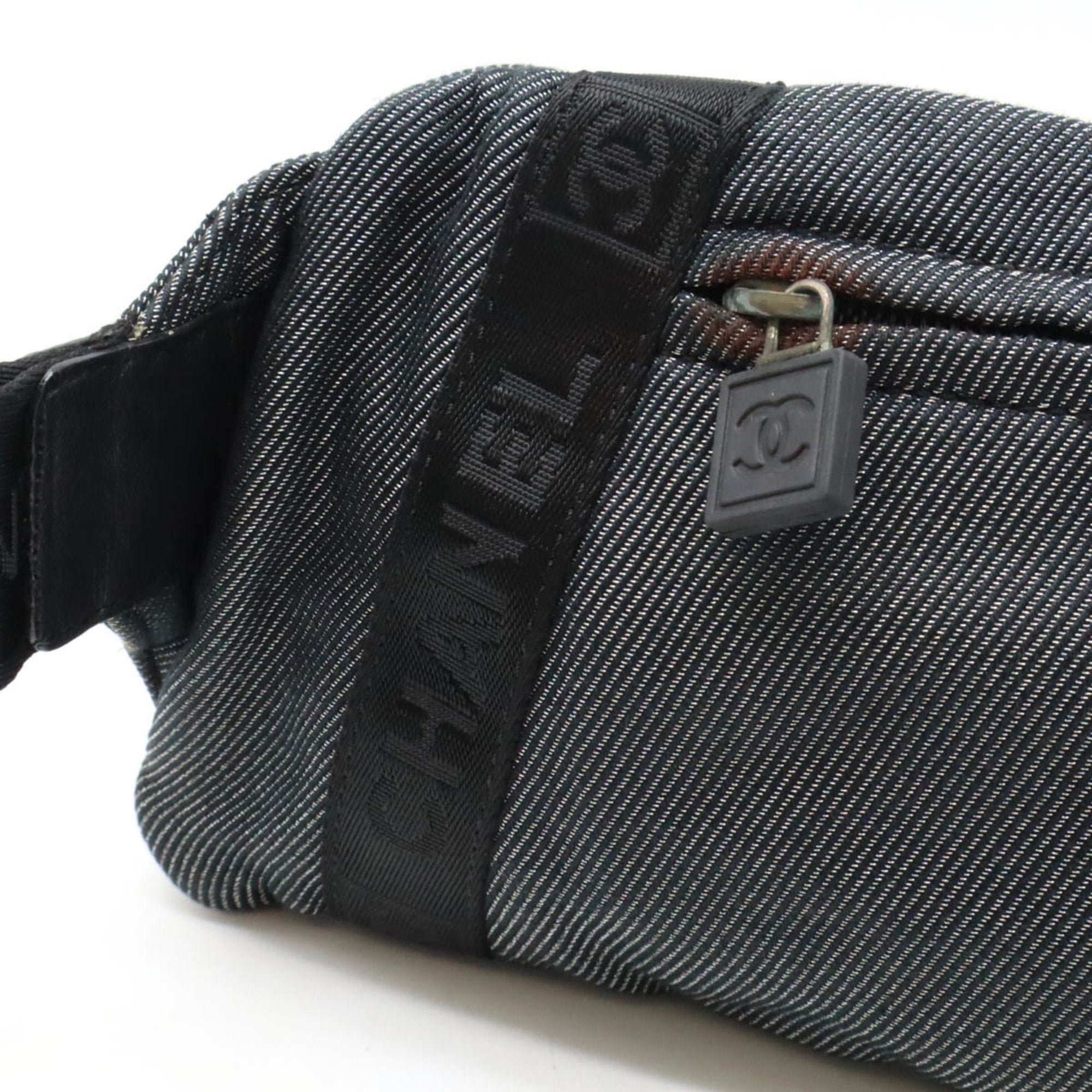 Chanel Black Jacquard Leather Pouch Sling Bag (Pre-Owned)