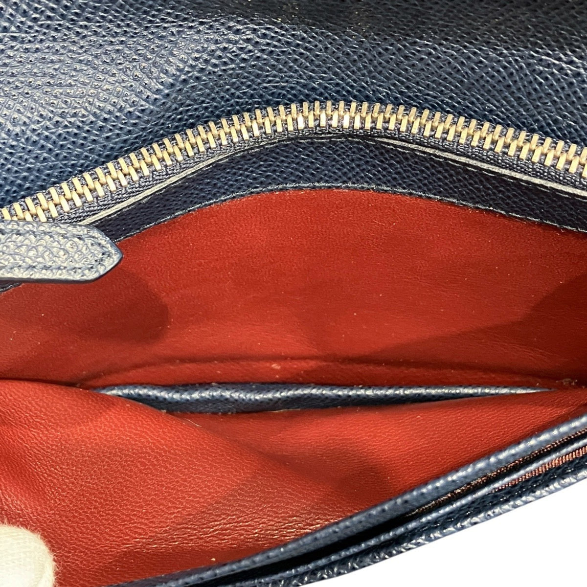 Bvlgari Navy Leather Long Wallet (Bi-Fold) (Pre-Owned)