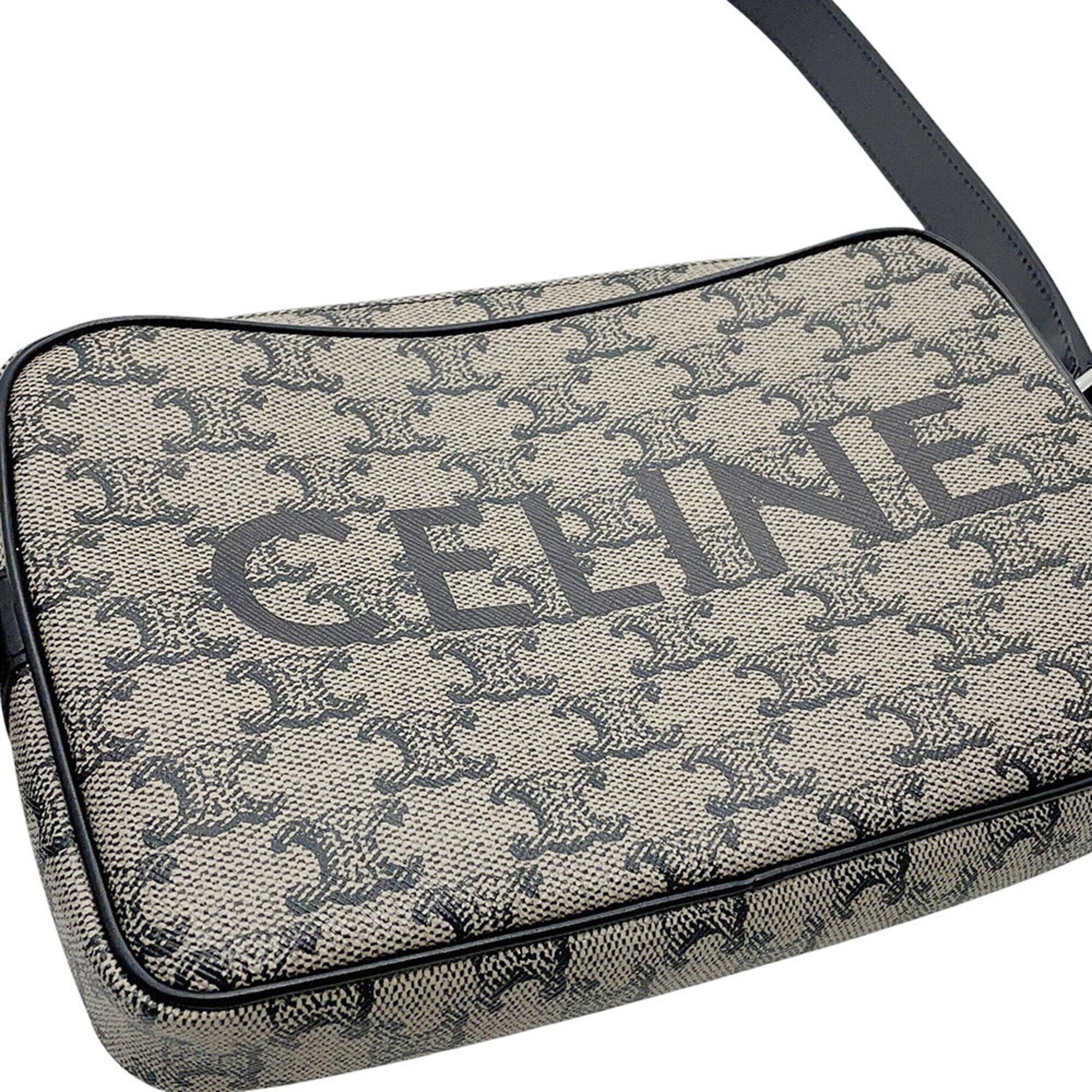 Celine Black Gray Pvc Leather Handbag Messenger Bag Shoulder Bag (Pre-Owned)