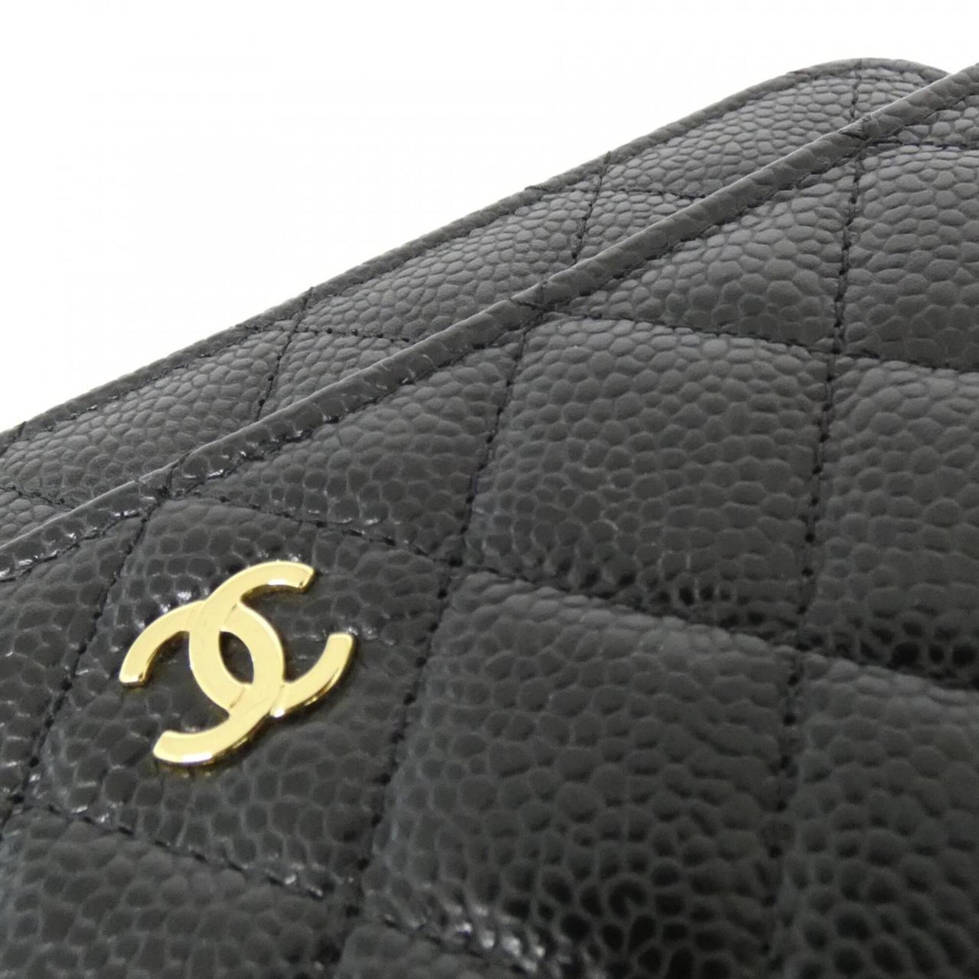 Chanel Black Bordeaux Grained Calfskin Chain/Shoulder Wallet (Pre-Owned)