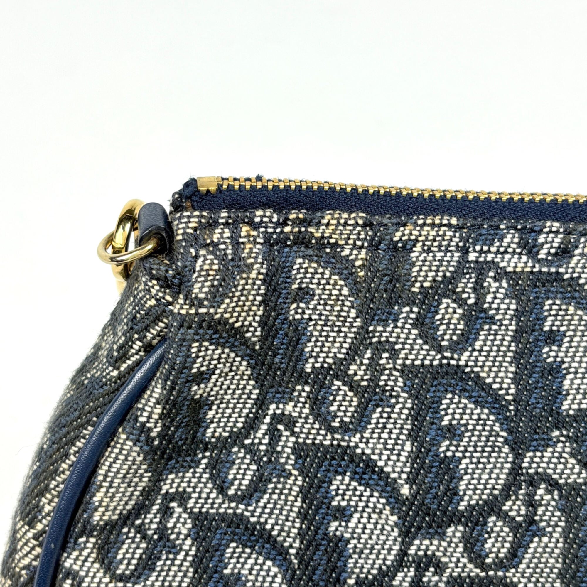 Christian Dior Navy Canvas Leather Saddle Bag Shoulder Bag (Pre-Owned)