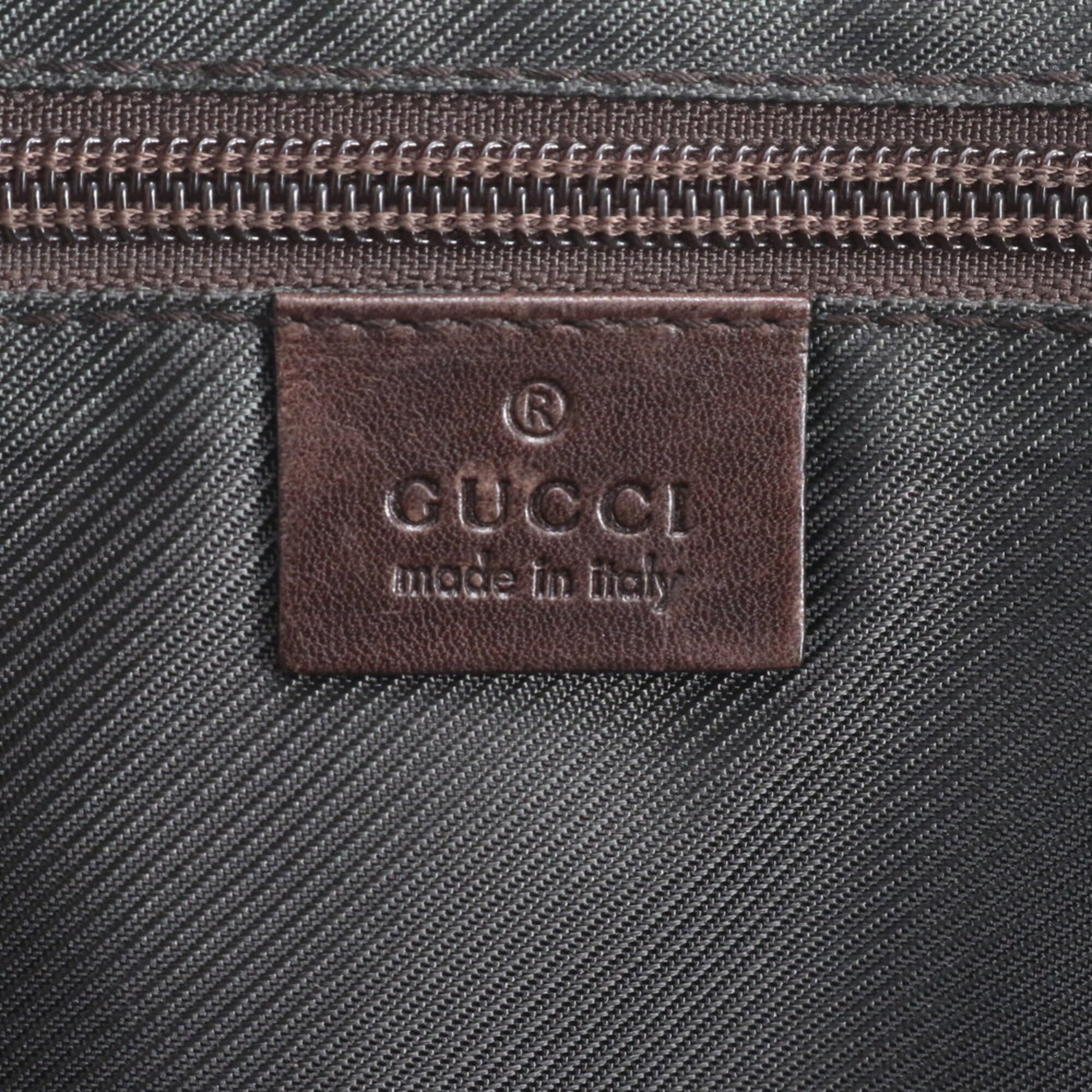 Gucci Beige Brown Leather Coated Canvas Briefcase (Pre-Owned)