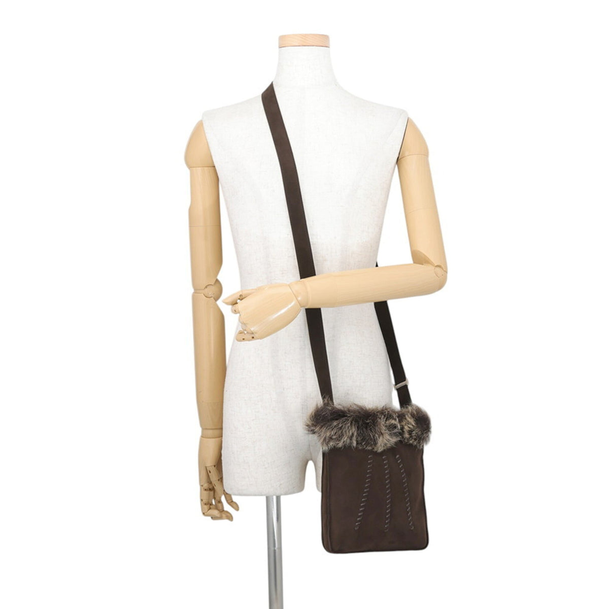 Hermes Marron Fonce Suede Fur Handbag Shoulder Bag (Pre-Owned)