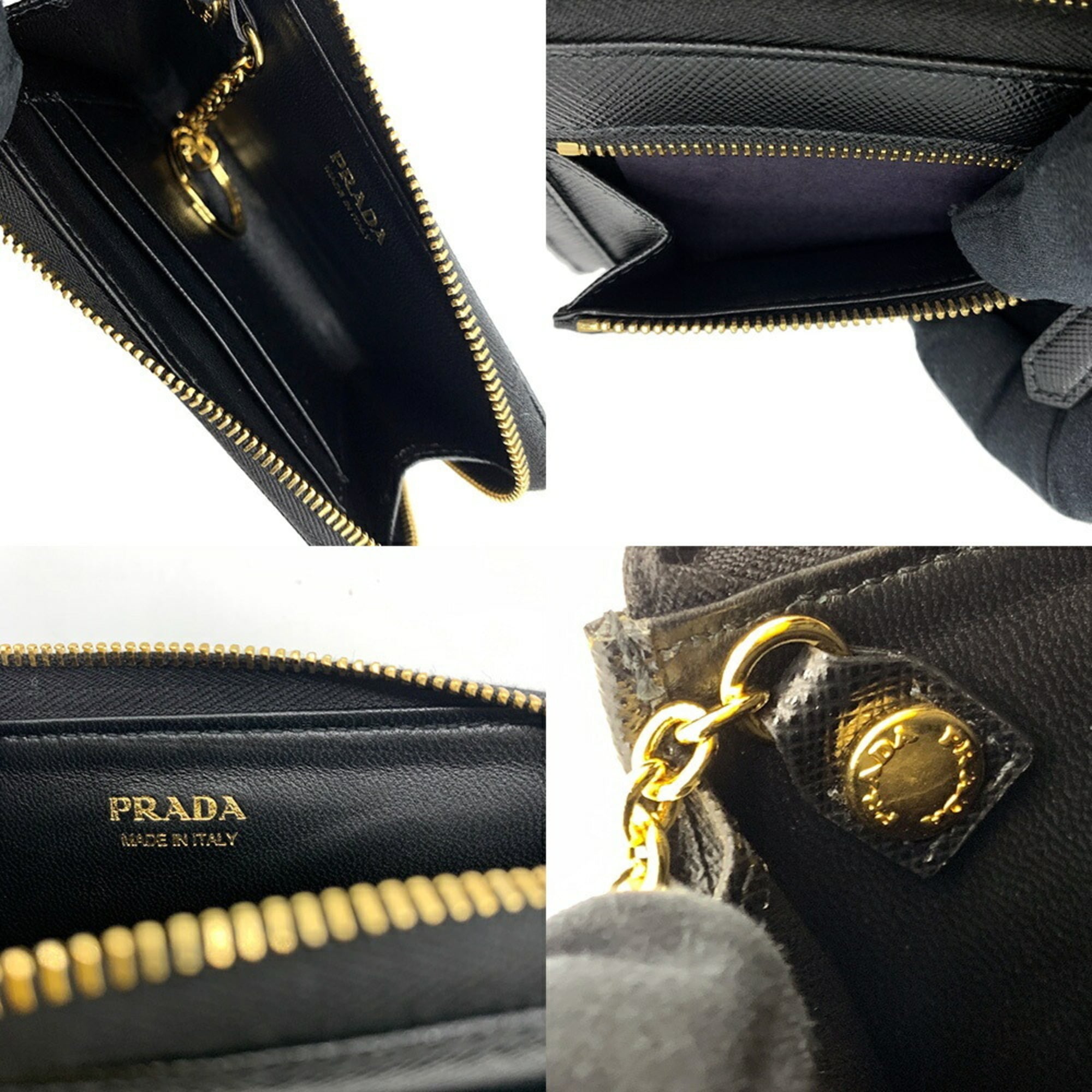 Prada Saffiano Black Leather Coin Purse/Coin Case (Pre-Owned)