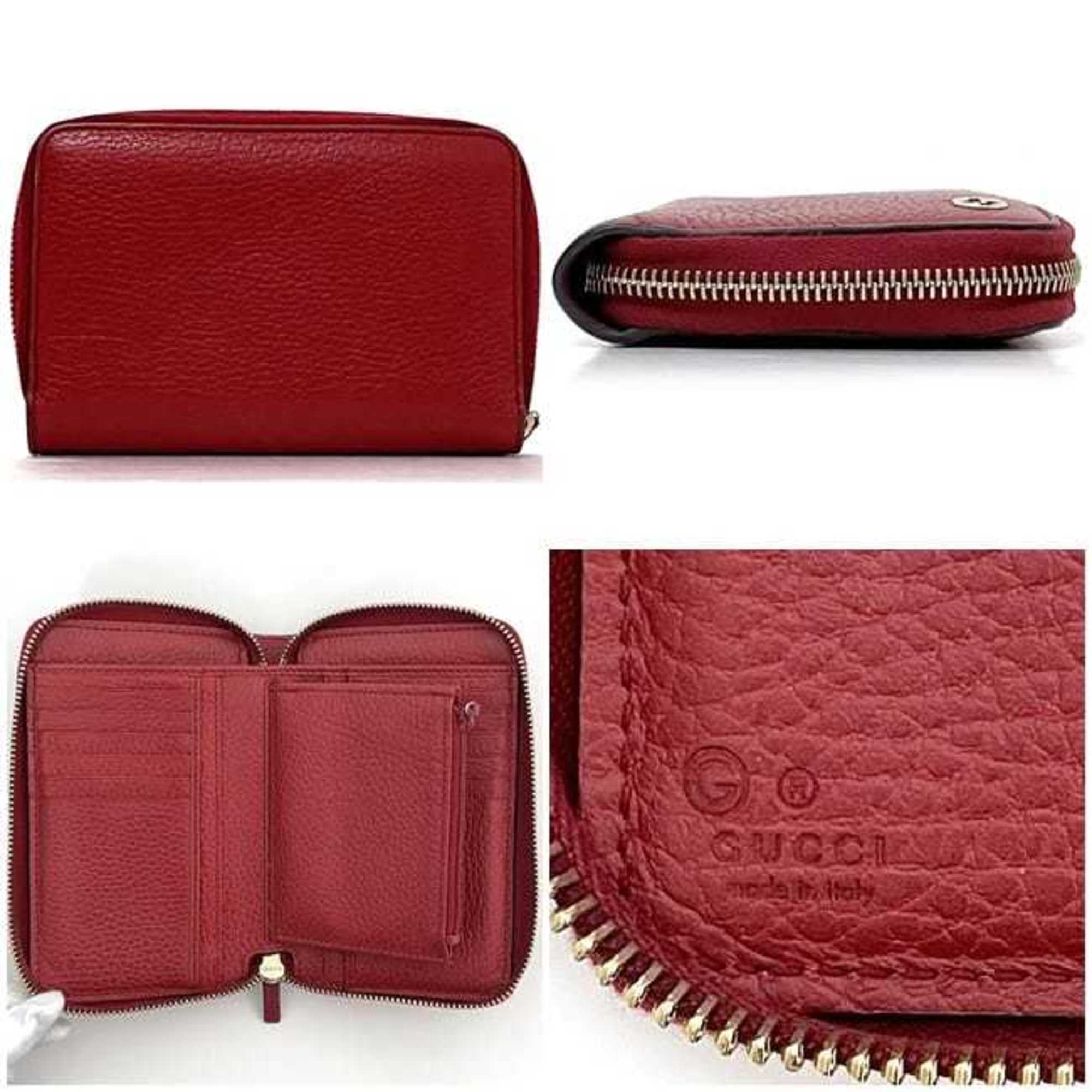 Gucci Red Color Leather Wallet (Bi-Fold) (Pre-Owned)