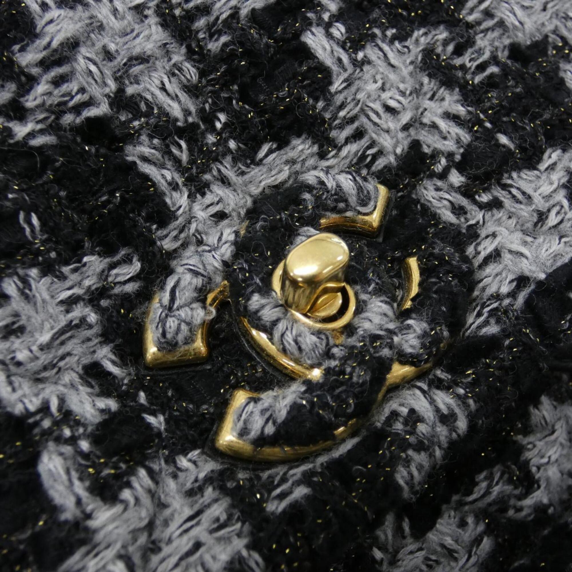 Chanel Black Gray Wool Tweed Backpack (Pre-Owned)