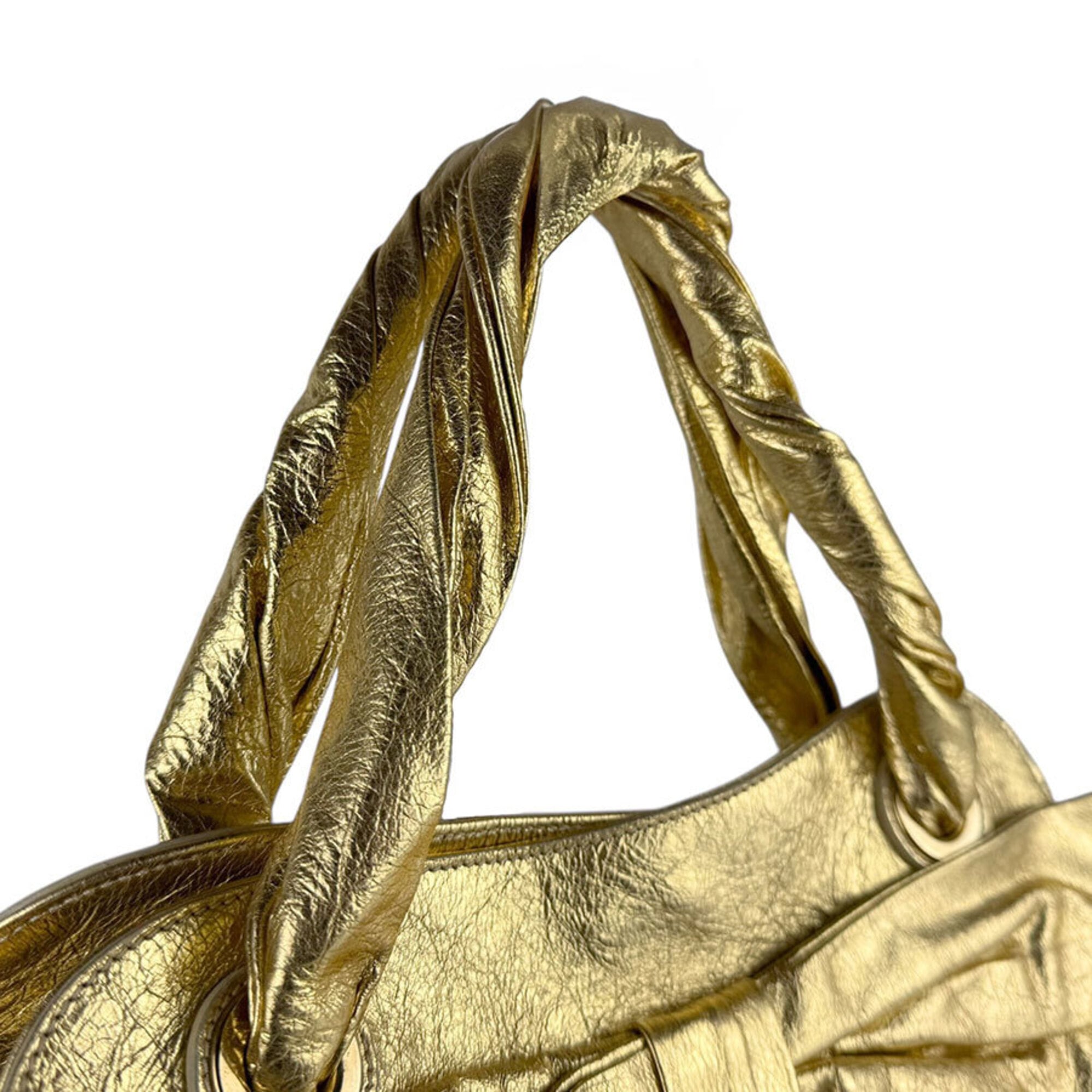 Unspecified Black Gold Leather Handbag (Pre-Owned)