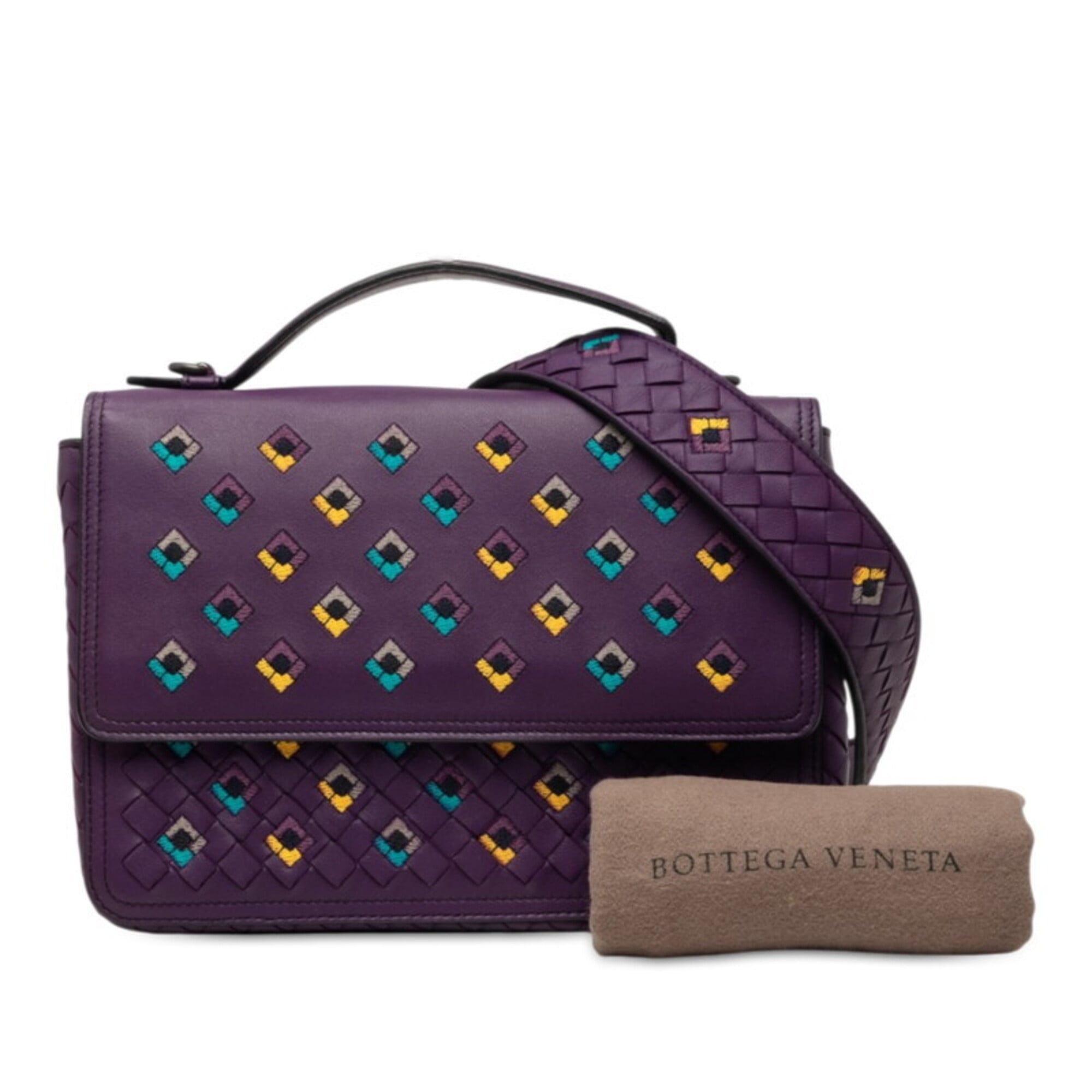 Bottega Veneta Purple Intrecciato Handbag Shoulder Bag (Pre-Owned)