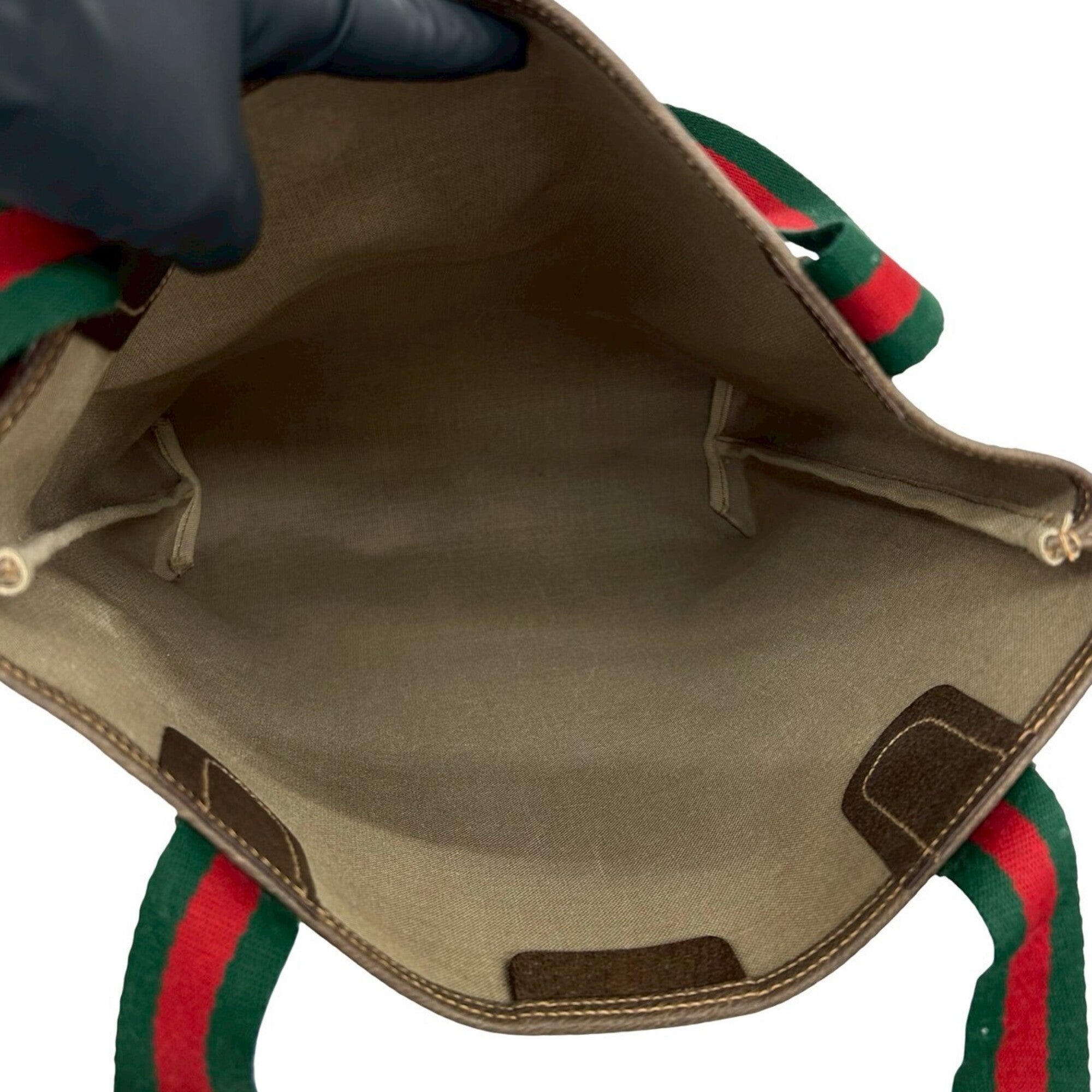 Gucci Brown Green Red Color Leather Pvc Handbag Tote Bag (Pre-Owned)