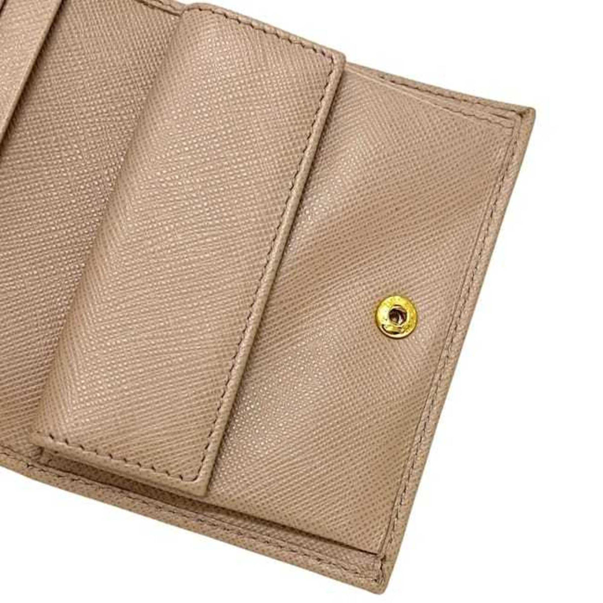 Prada Saffiano Beige Leather Wallet (Bi-Fold) (Pre-Owned)