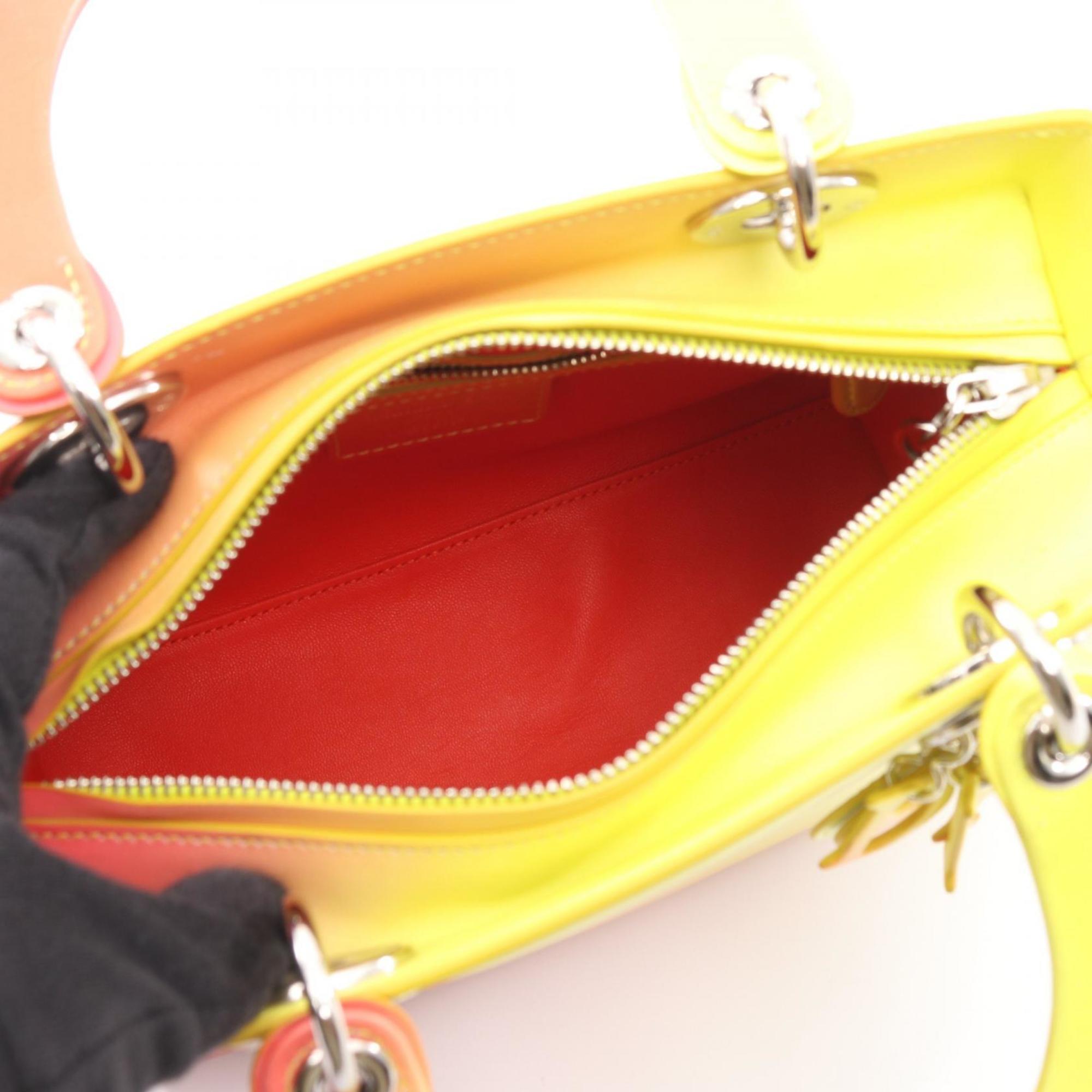 Christian Dior Bordeaux Yellow Leather Handbag (Pre-Owned)