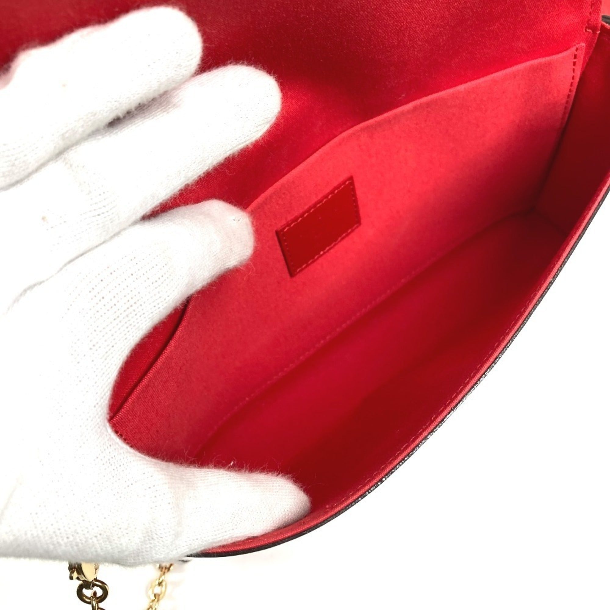 Louis Vuitton Red Color Monogram Vernis Canvas Clutch Bag Pochette Shoulder Bag (Pre-Owned)