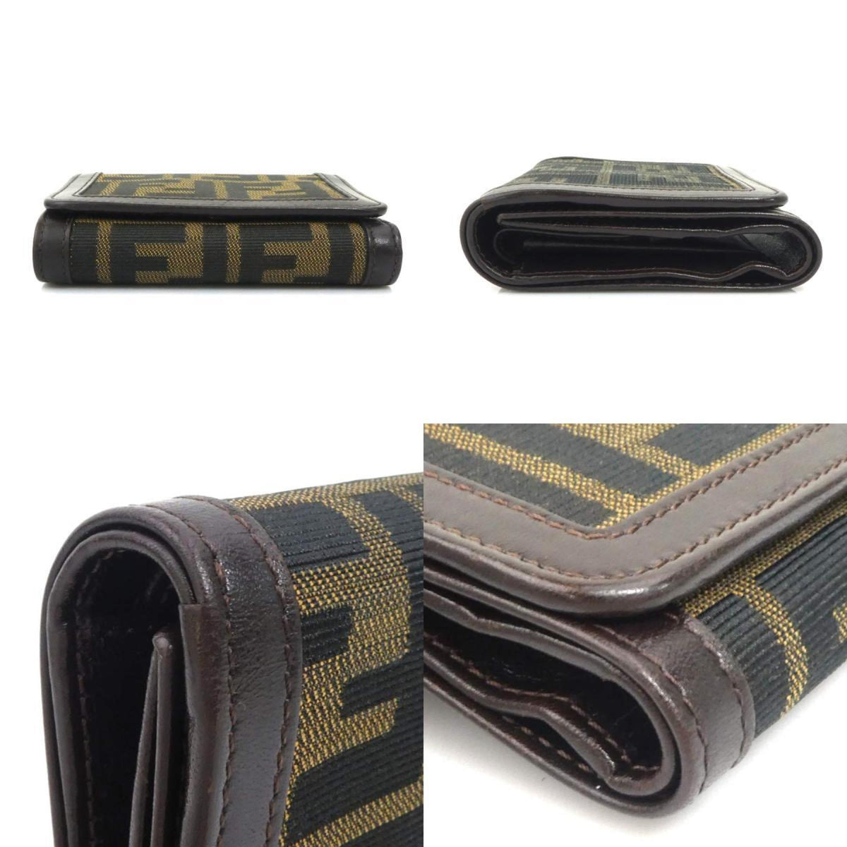 Fendi Zucca Brown Canvas Leather Wallet (Tri-Fold) (Pre-Owned)