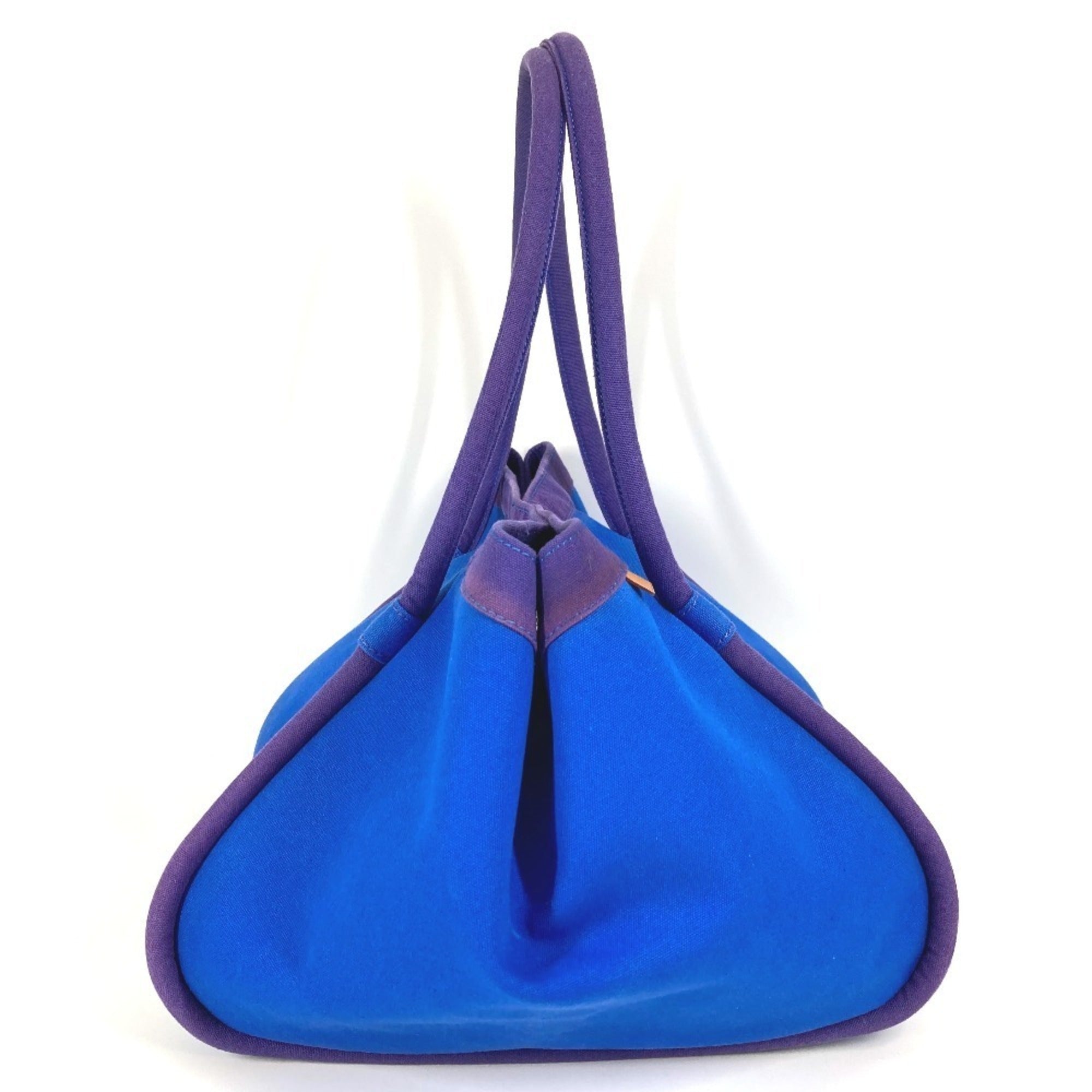 Hermes Blue Canvas Handbag Tote Bag (Pre-Owned)