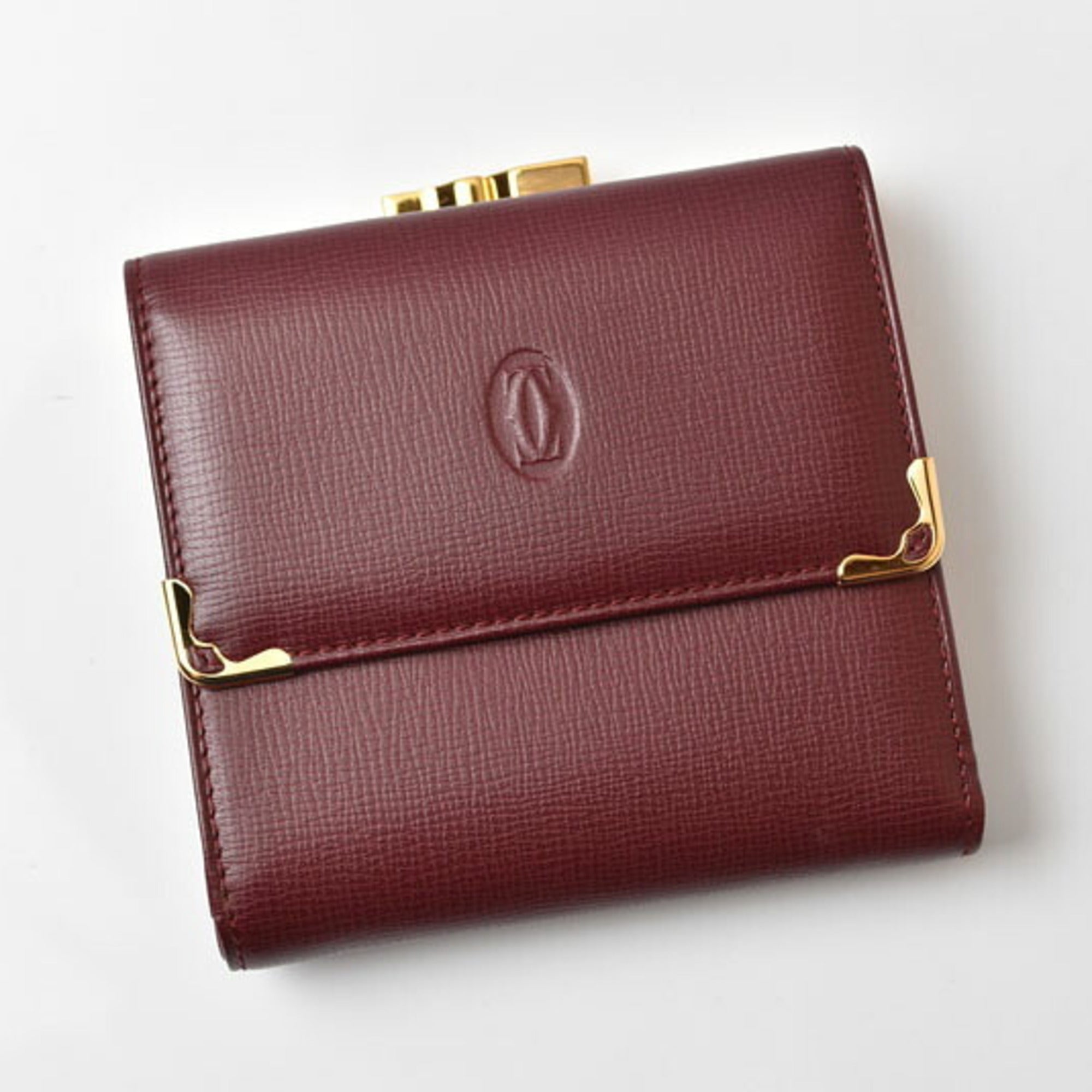 Cartier Bordeaux Leather Wallet (Tri-Fold) (Pre-Owned)