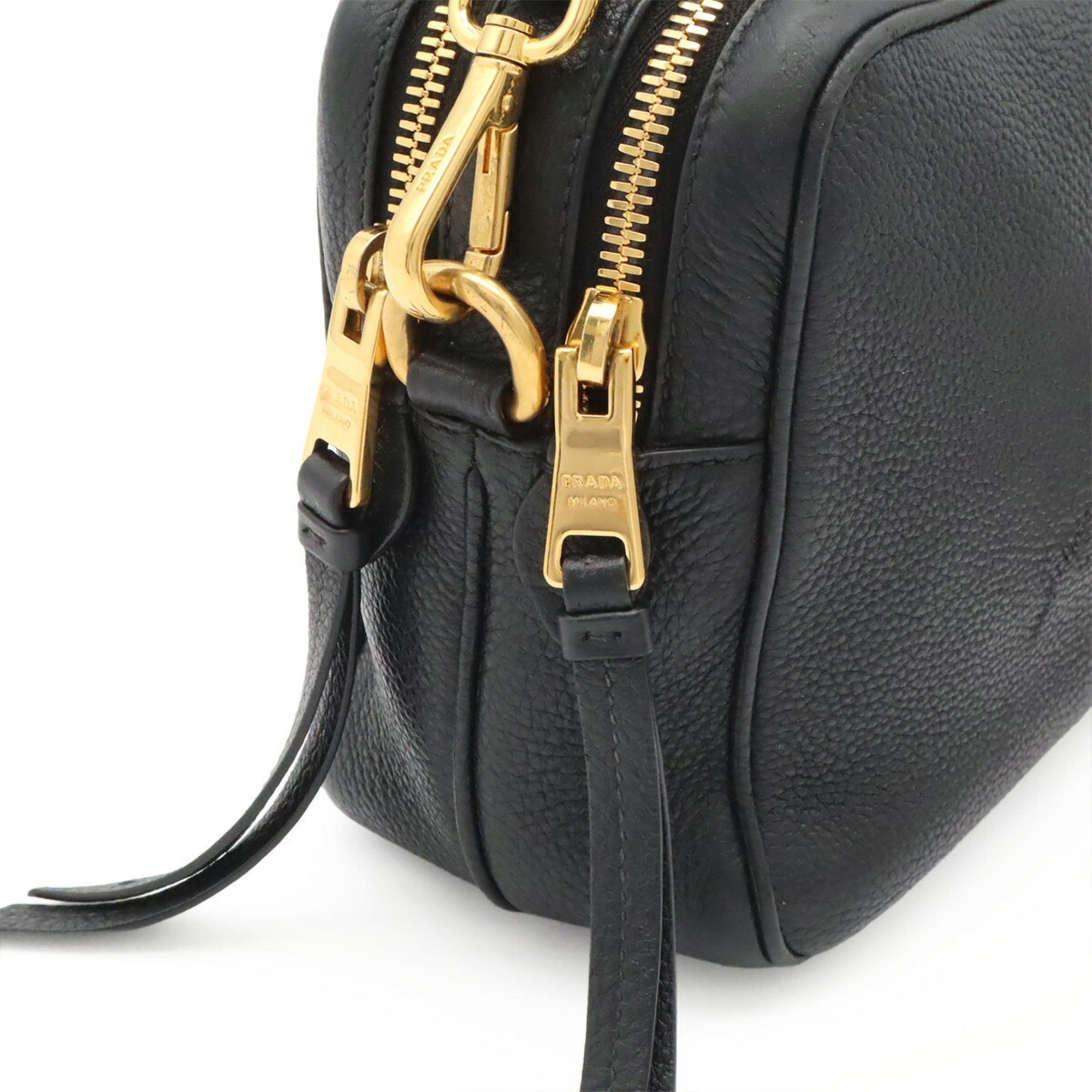 Prada Black Nero Leather Clutch Bag Shoulder Bag (Pre-Owned)