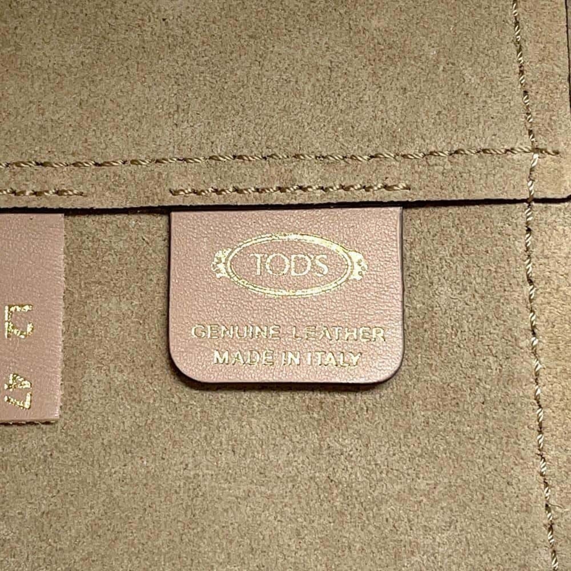 Tod's Pink Beige Leather Handbag Shoulder Bag (Pre-Owned)