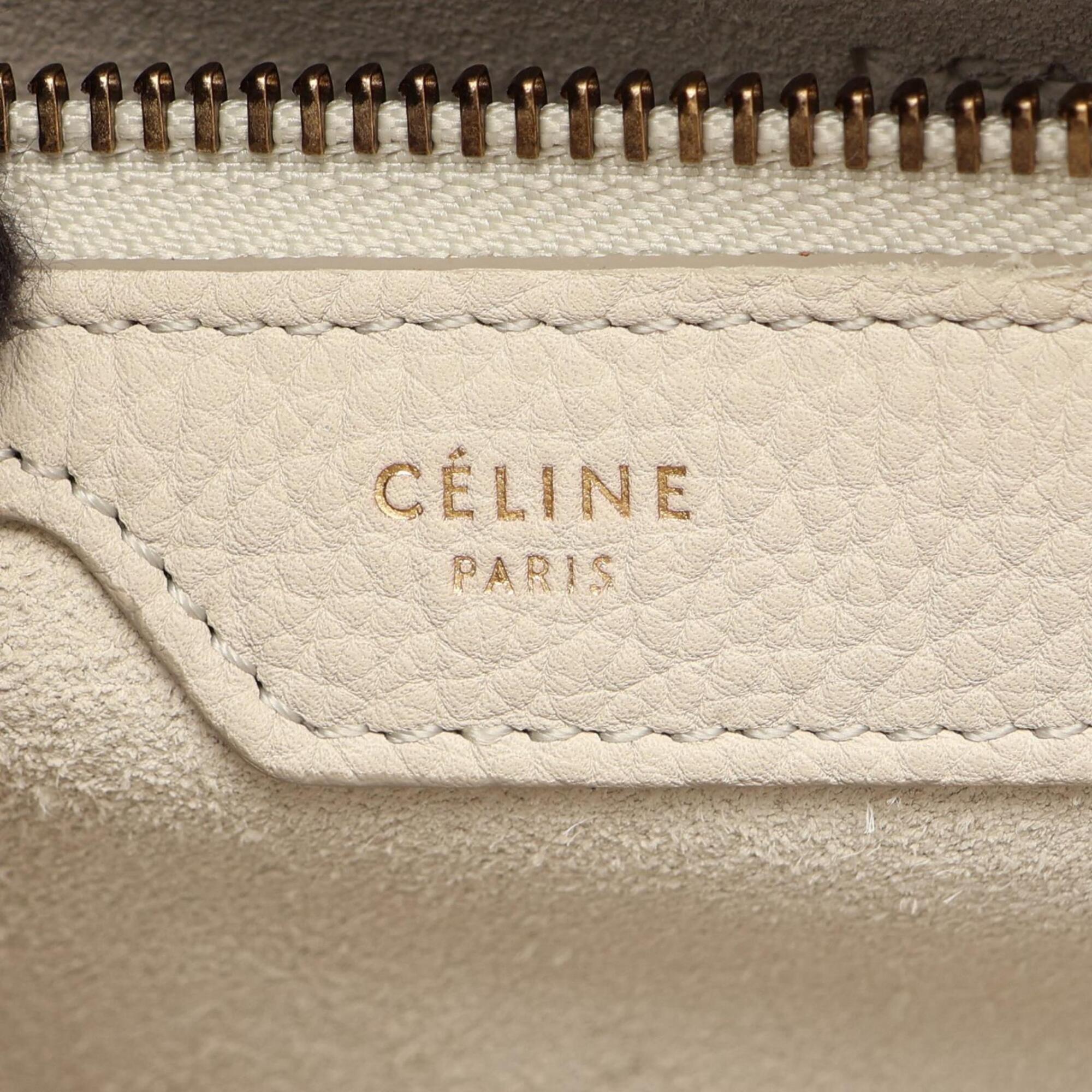 Celine White Leather Handbag Tote Bag (Pre-Owned)