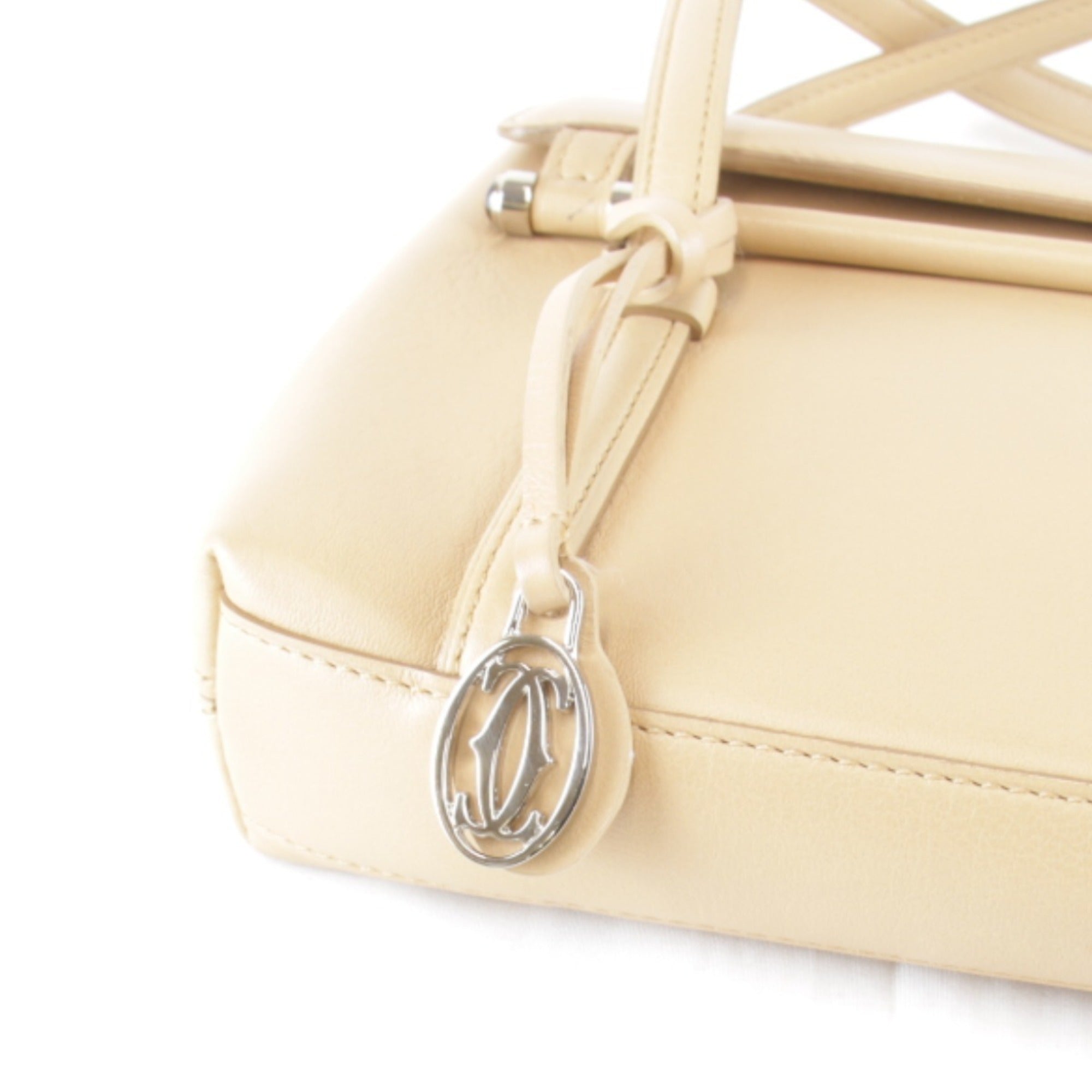 Cartier Cabochon Beige Leather Handbag (Pre-Owned)
