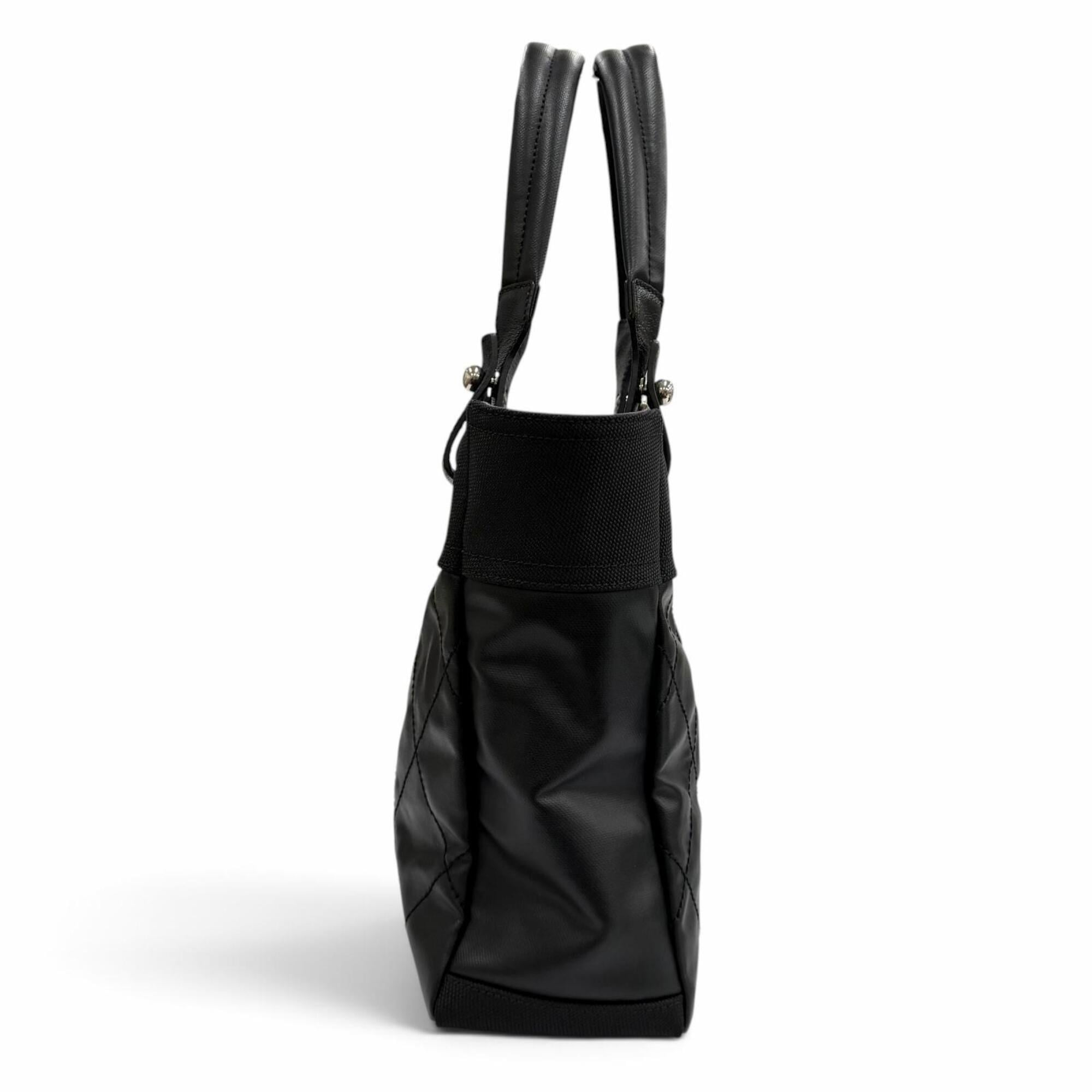 Chanel Black Coated Canvas Leather Tote Bag (Pre-Owned)