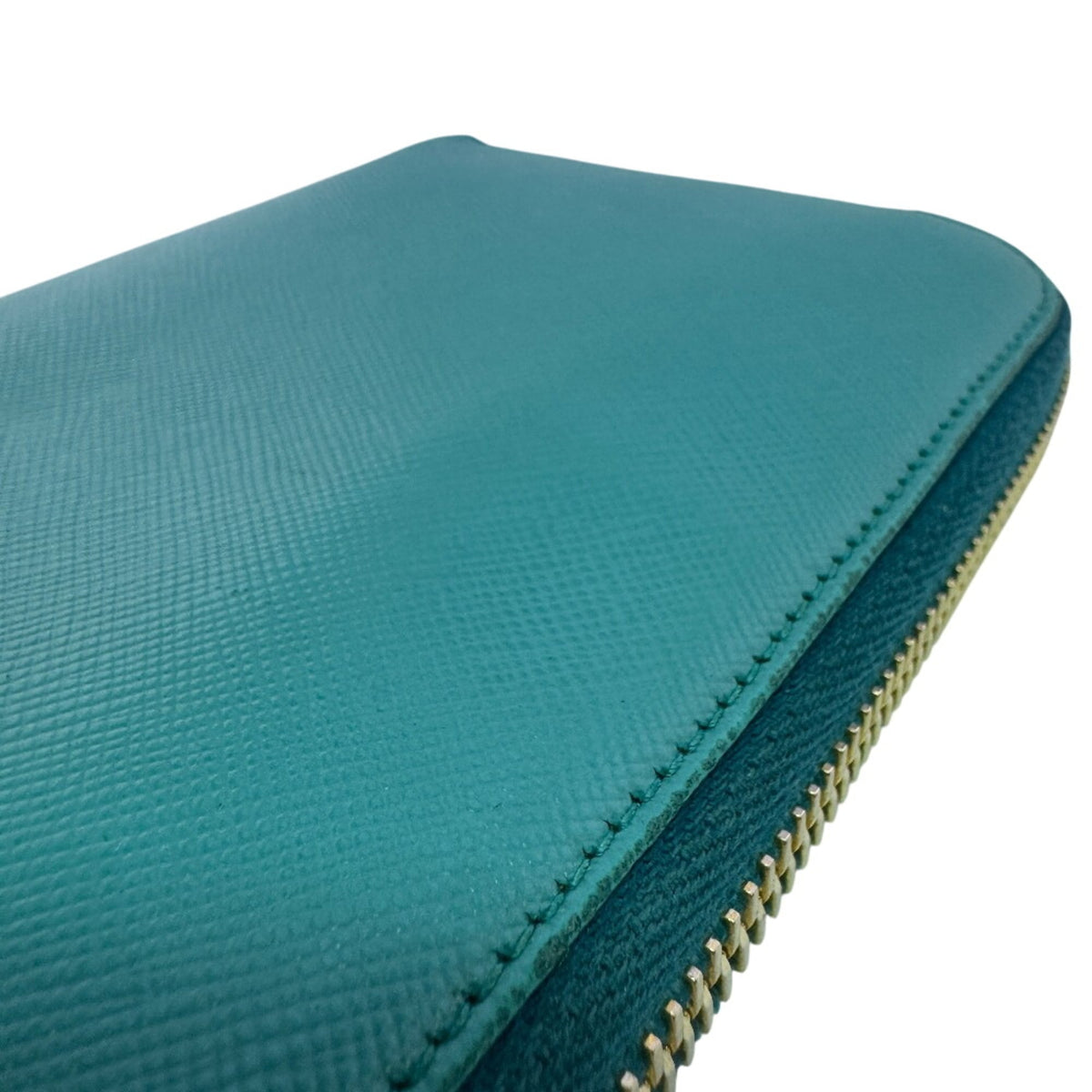 Prada Saffiano Blue Leather Long Wallet (Bi-Fold) (Pre-Owned)