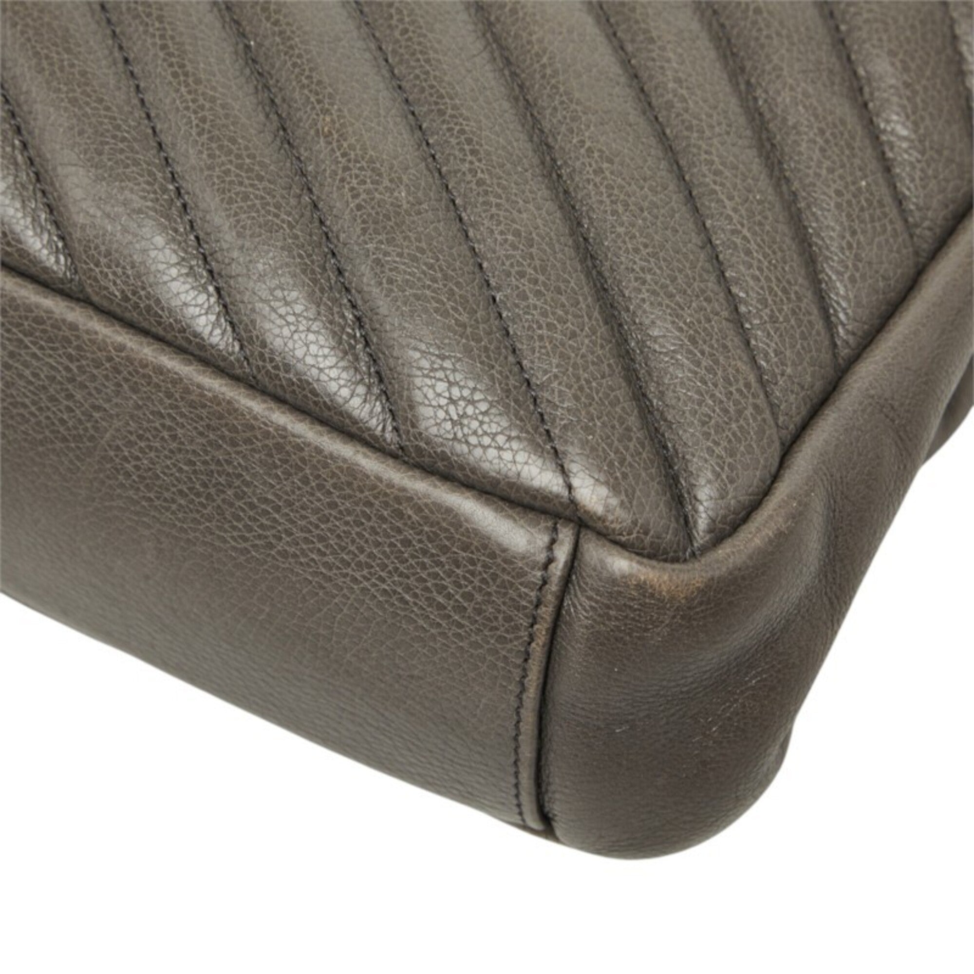 Saint Laurent Brown Gray Leather Handbag Shoulder Bag (Pre-Owned)