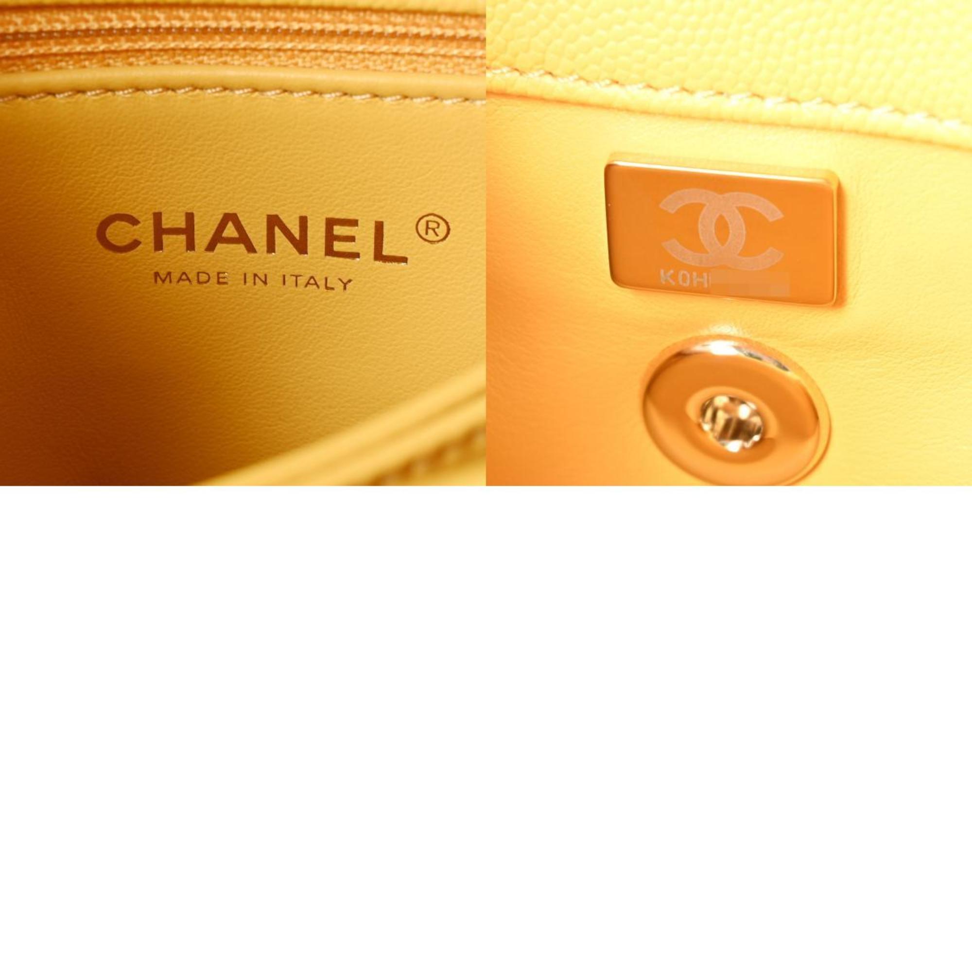 Chanel Yellow Caviar Leather Handbag (Pre-Owned)