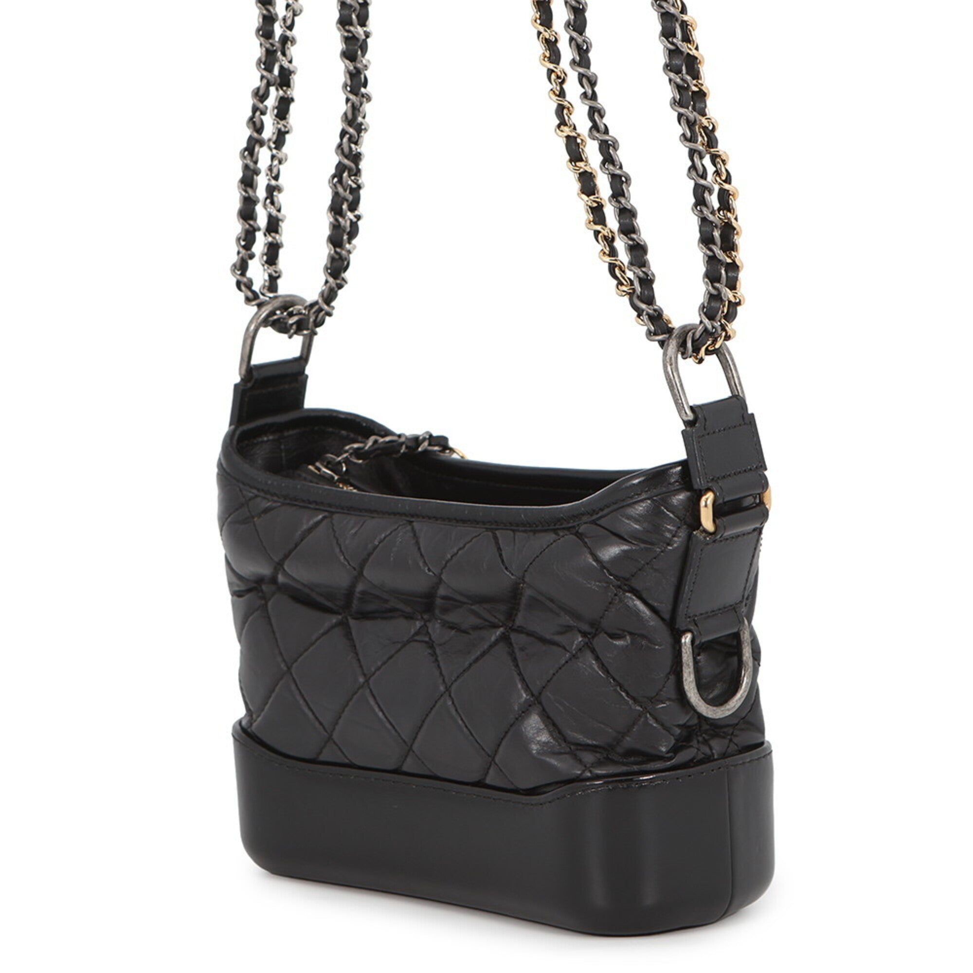 Chanel Gabriel Black Leather Handbag Shoulder Bag (Pre-Owned)