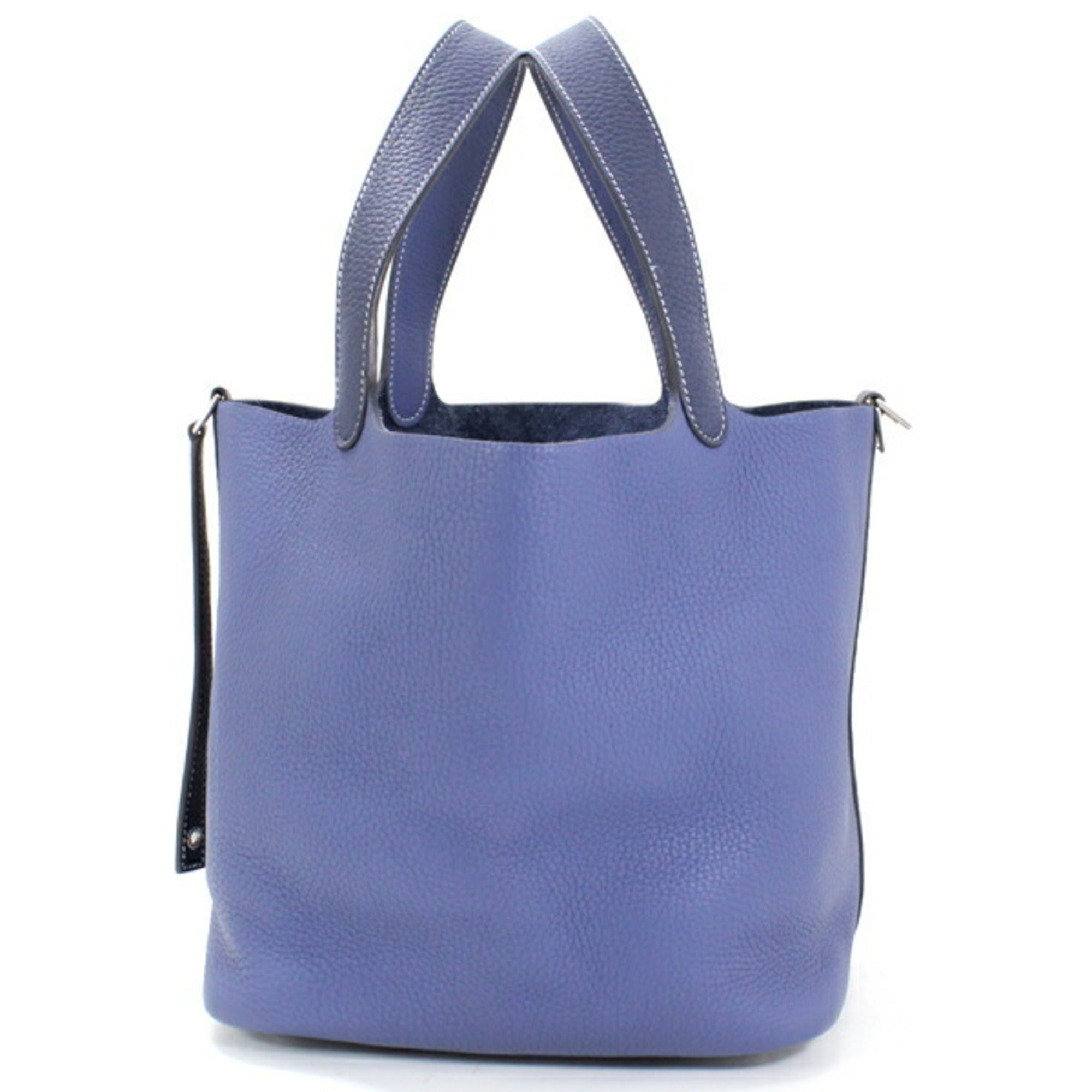 Hermes Bleu Saphir Taurillon Clemence Leather Handbag Tote Bag (Pre-Owned)