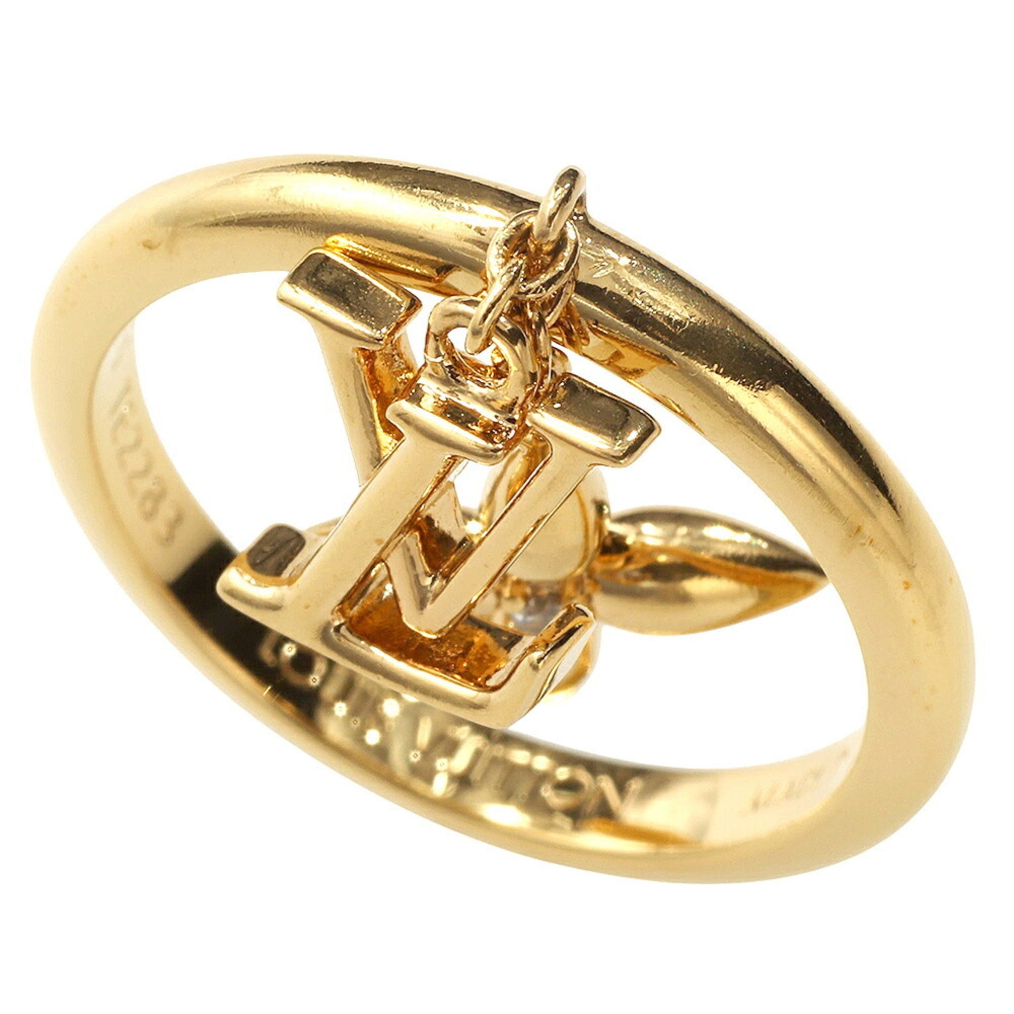 Louis Vuitton Gold Gold Plating Rhinestone Band Ring (Pre-Owned)