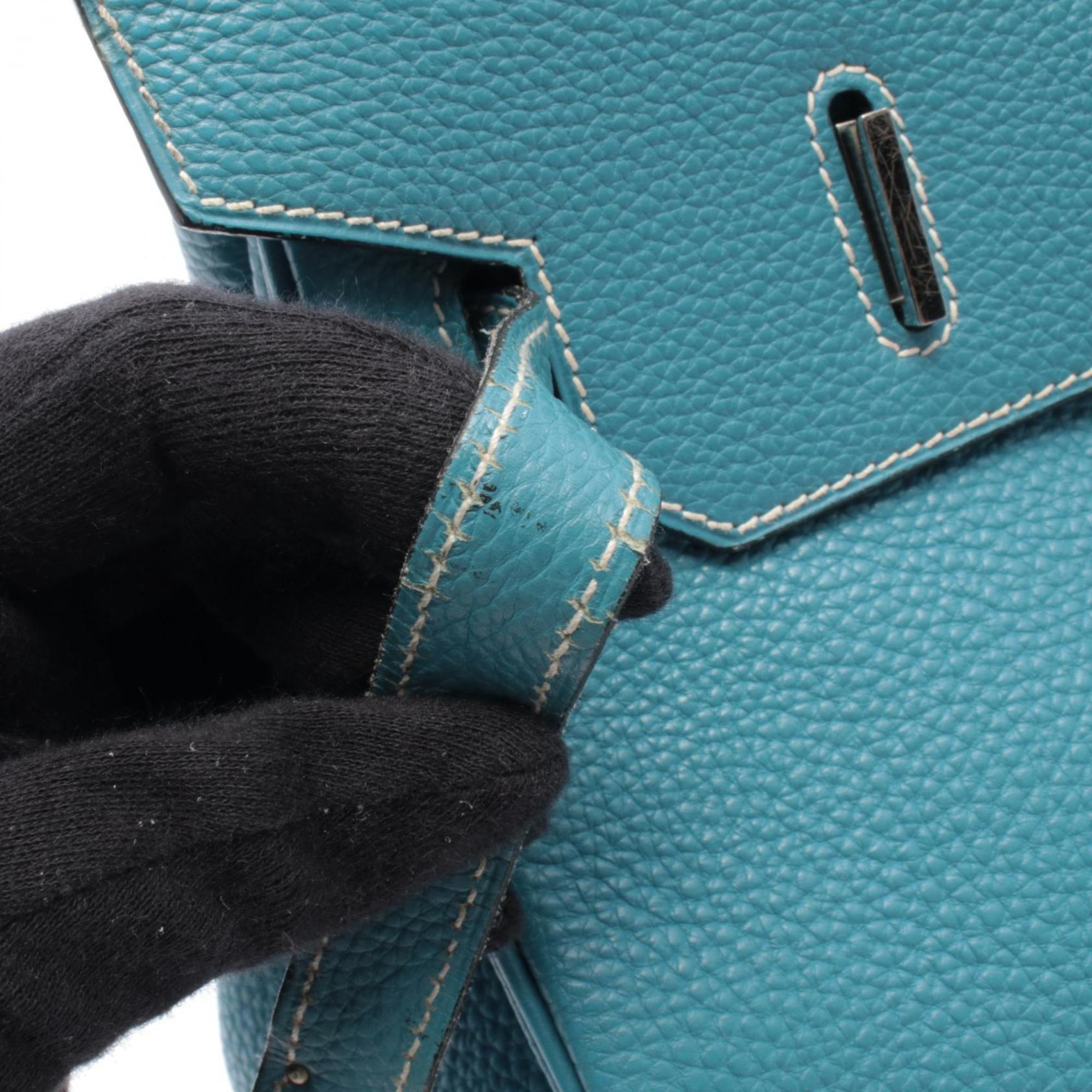 Hermes Blue Leather Handbag (Pre-Owned)