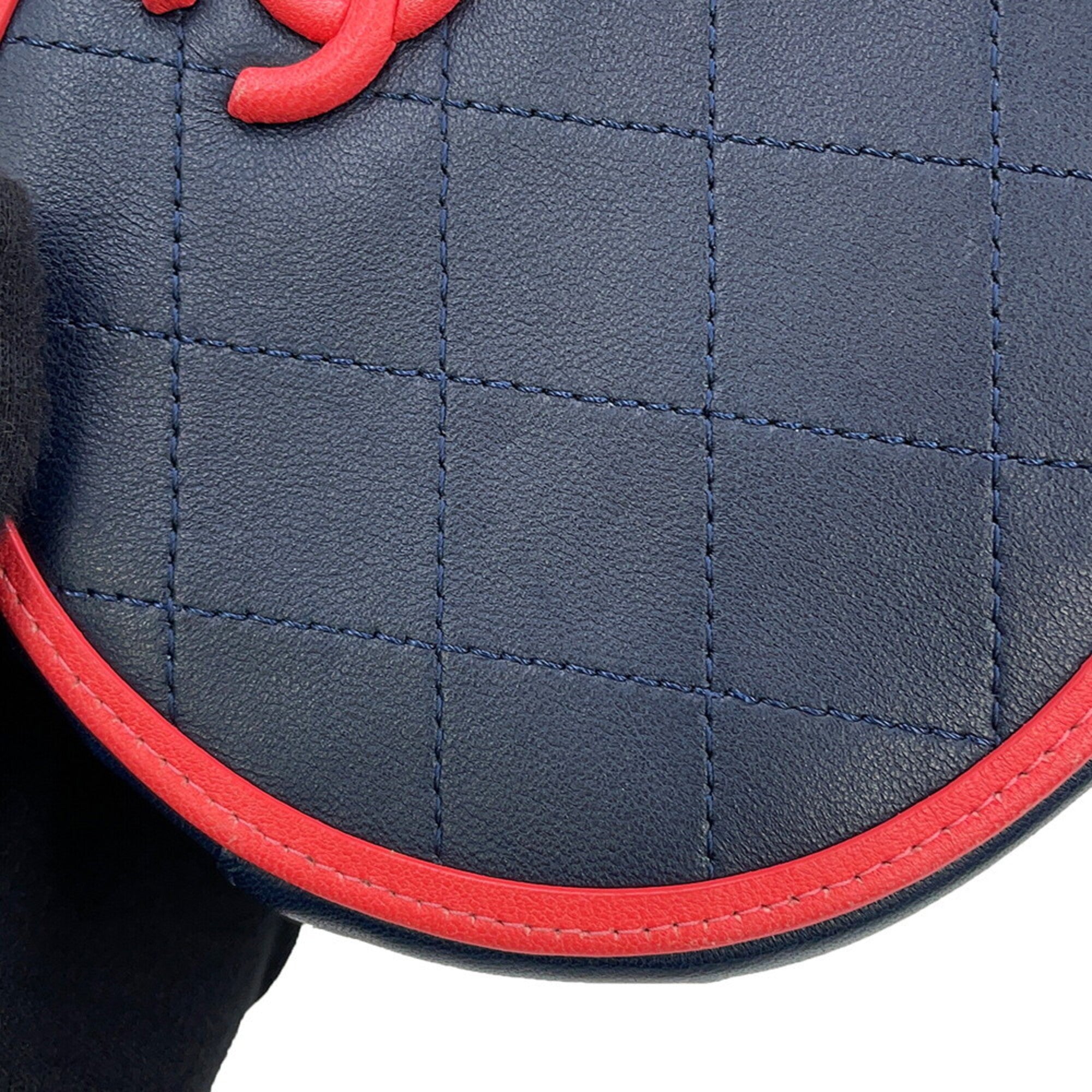 Chanel Navy Pink Leather Handbag Shoulder Bag (Pre-Owned)